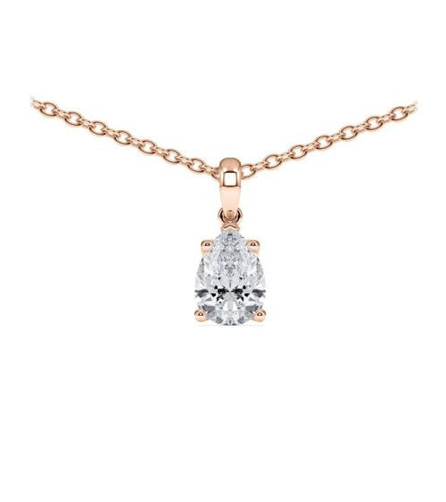 Collar de oro rosa con diamante lágrima de laboratorio | Staring
