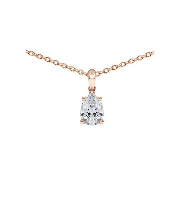 Collar de oro rosa con diamante lágrima de laboratorio | Staring