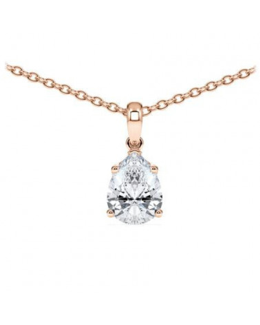 Collar de oro rosa con diamante lágrima de laboratorio | Staring