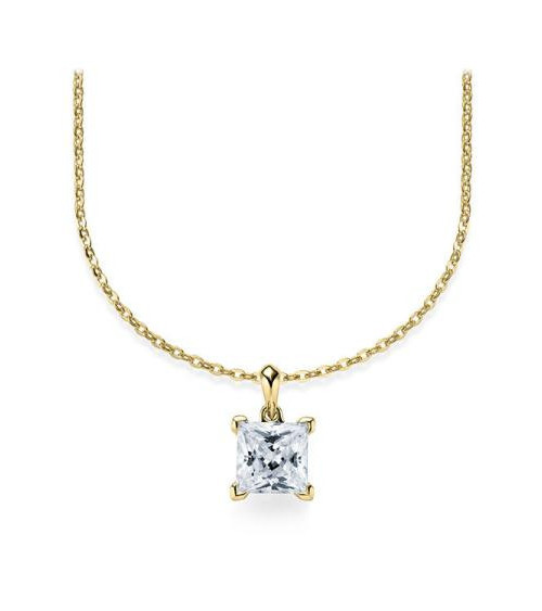 Collar de oro o platino con diamante cuadrado de laboratorio | Staring