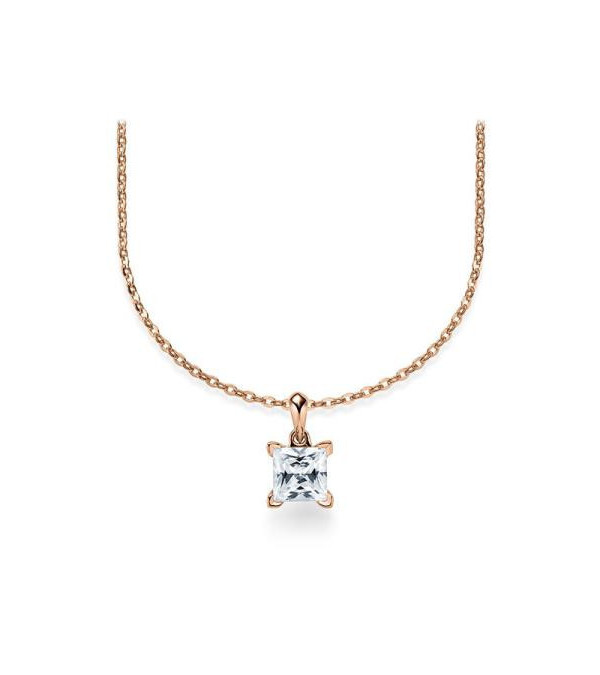 Collar de oro rosa con diamante cuadrado de laboratorio | Staring