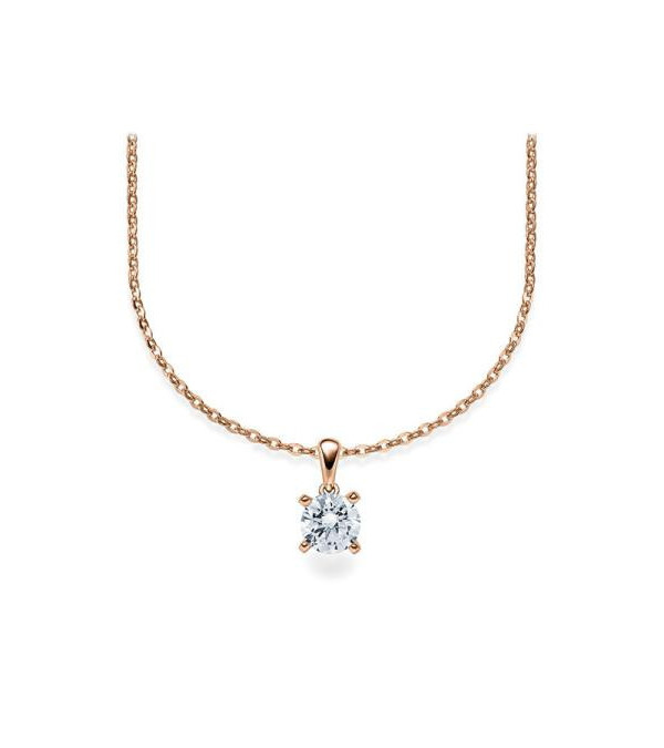 Collar de oro rosa con diamante ético de laboratorio | Staring