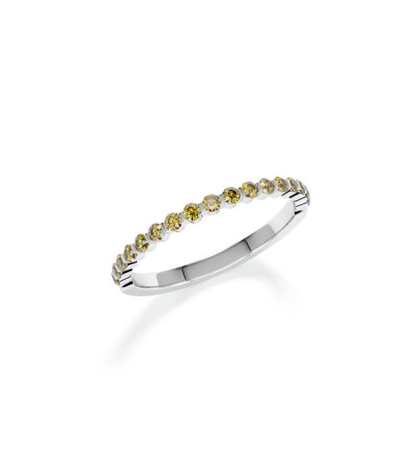 Anillo de oro blanco o platino con diamantes de colores  | Staring