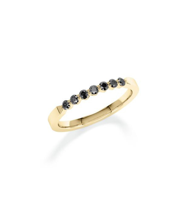 Anillo de oro amarillo con diamantes negros | Staring