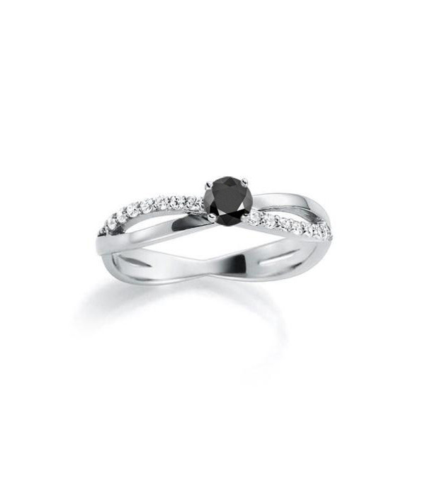 Original anillo de compromiso entrelazado con diamante negro | Staring