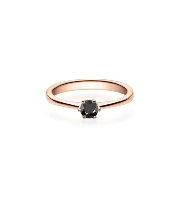 Anillo solitario de oro rosa con diamante negro | Staring