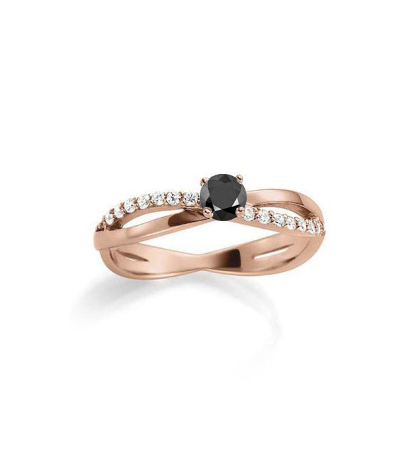Exclusivo anillo de oro rosa con un diamante negro | Staring