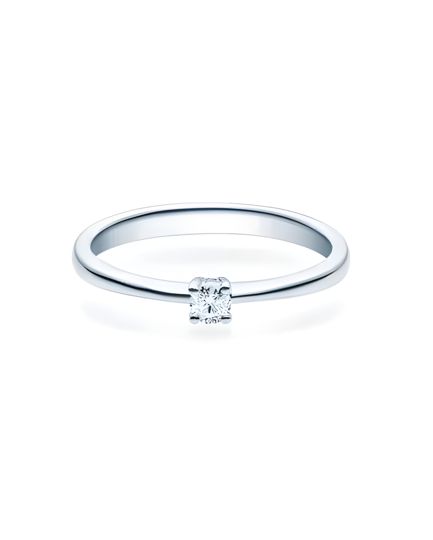 Anillo de compromiso fino y elegante en oro blanco al mejor precio