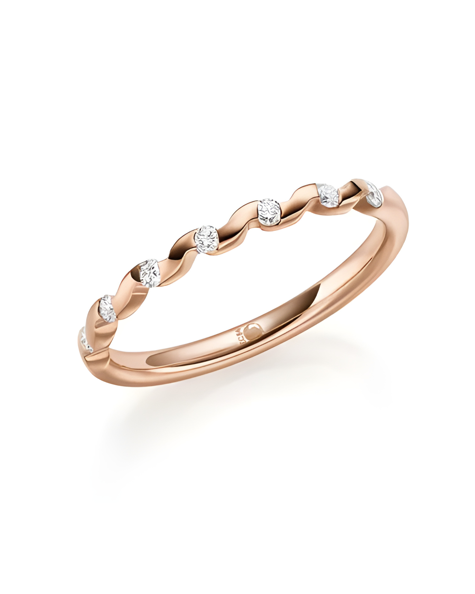 Anillo de compromiso original con forma de ola y diamantes | Staring