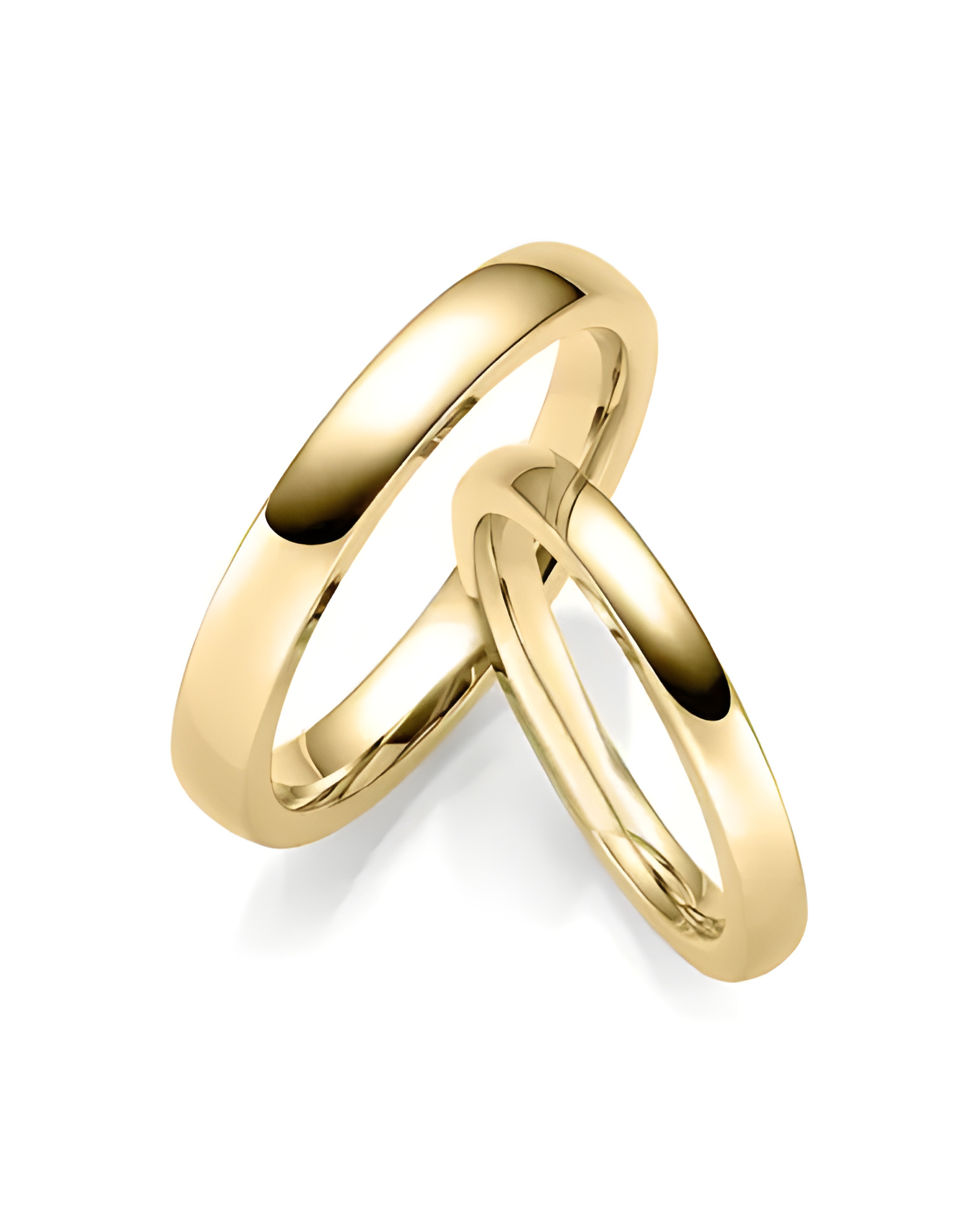 Alianzas de boda de oro con dos diamantes talla princesa