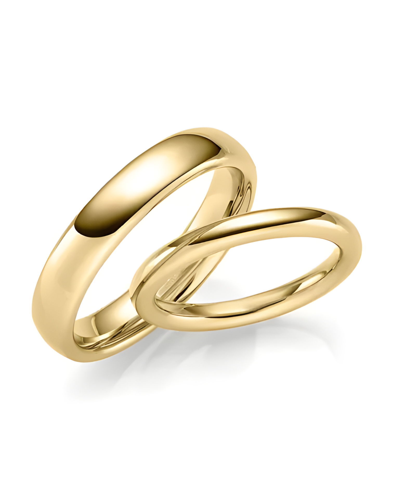 Alianzas de boda de oro con dos diamantes talla princesa