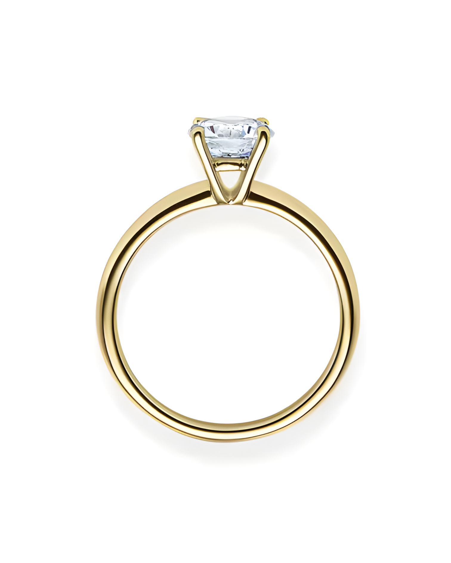 Clásico anillo para la pedida de oro amarillo con un diamante natural