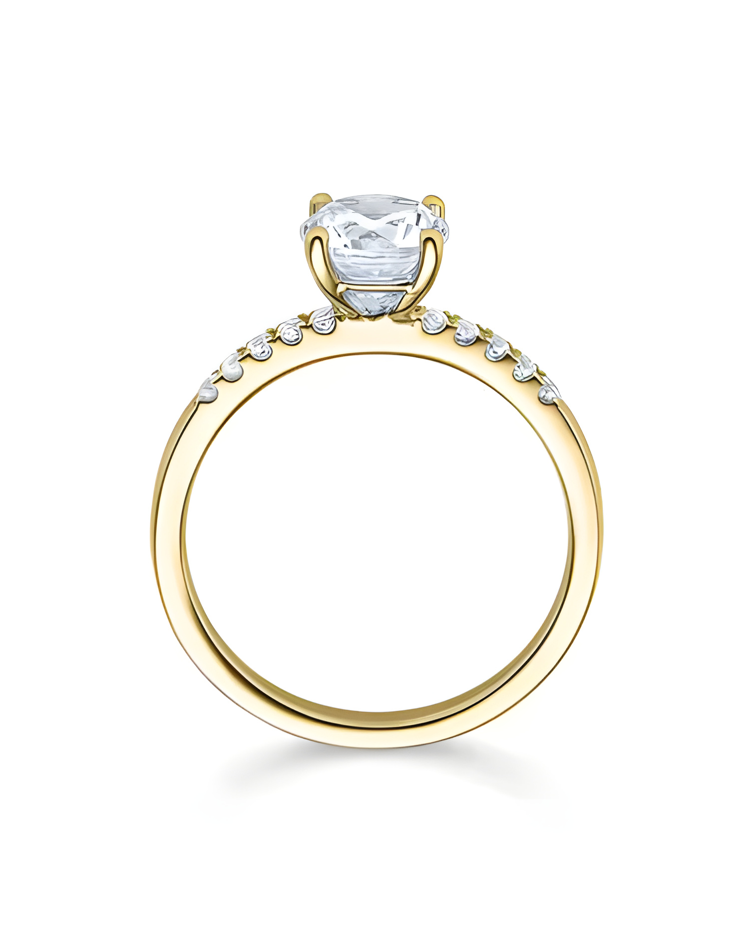 Precioso anillo de compromiso económico de oro 18K con diamantes