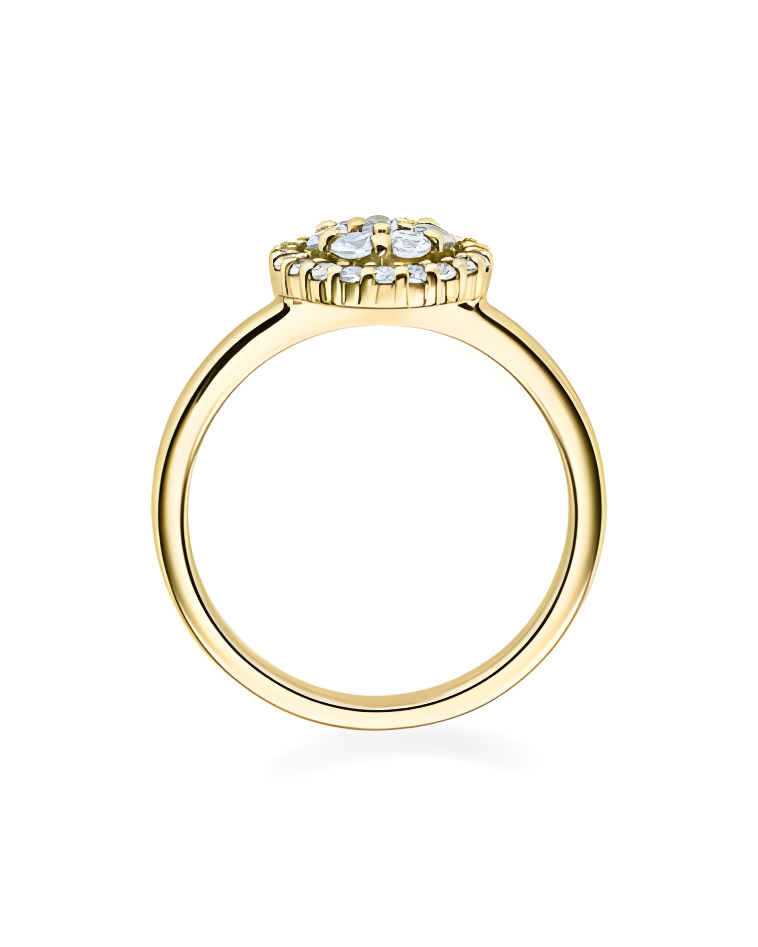 Anillo de compromiso económico en oro de 18K con 27 diamantes G,vs