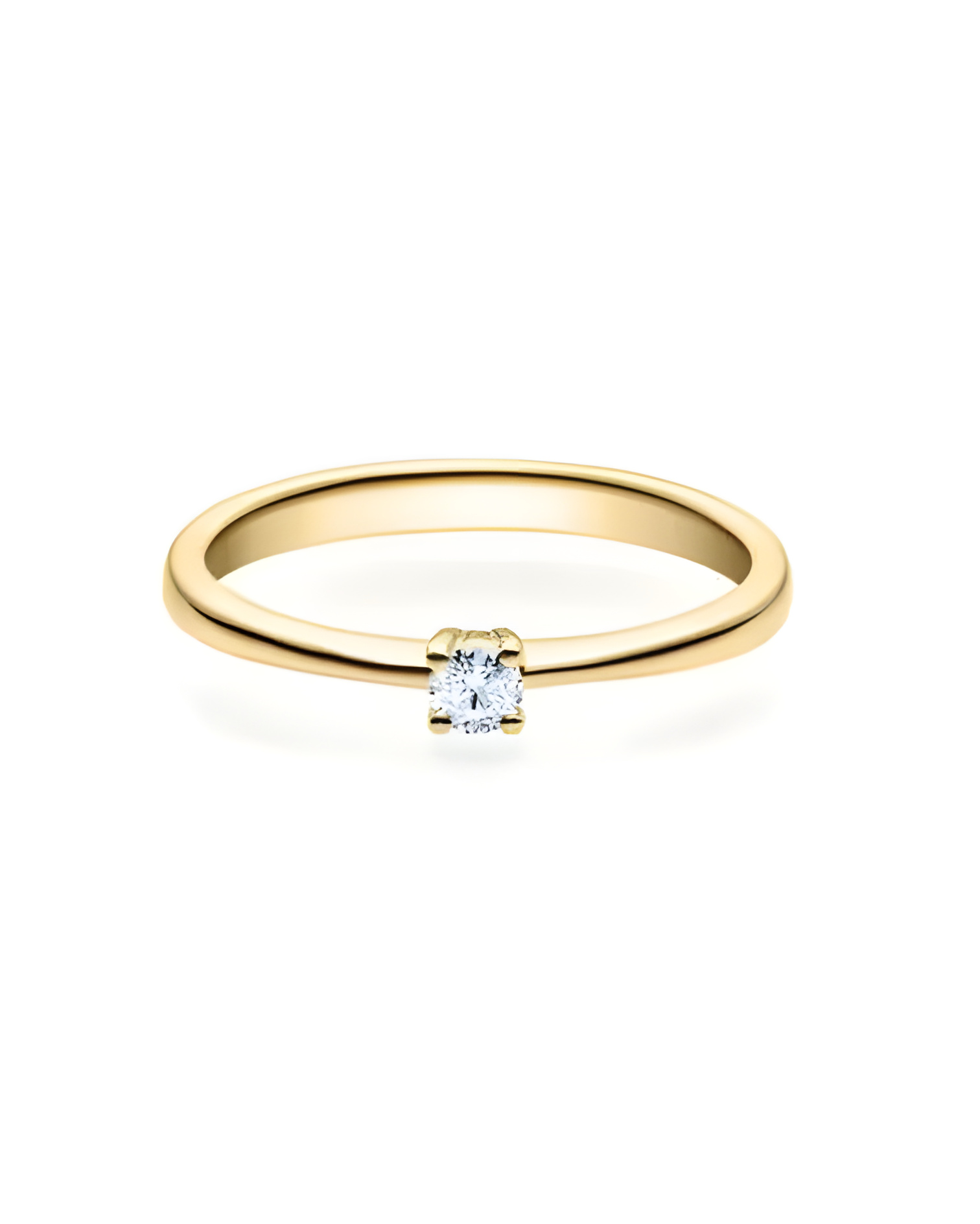 Solitario en oro amarillo minimalista en oro amarillo | Staring