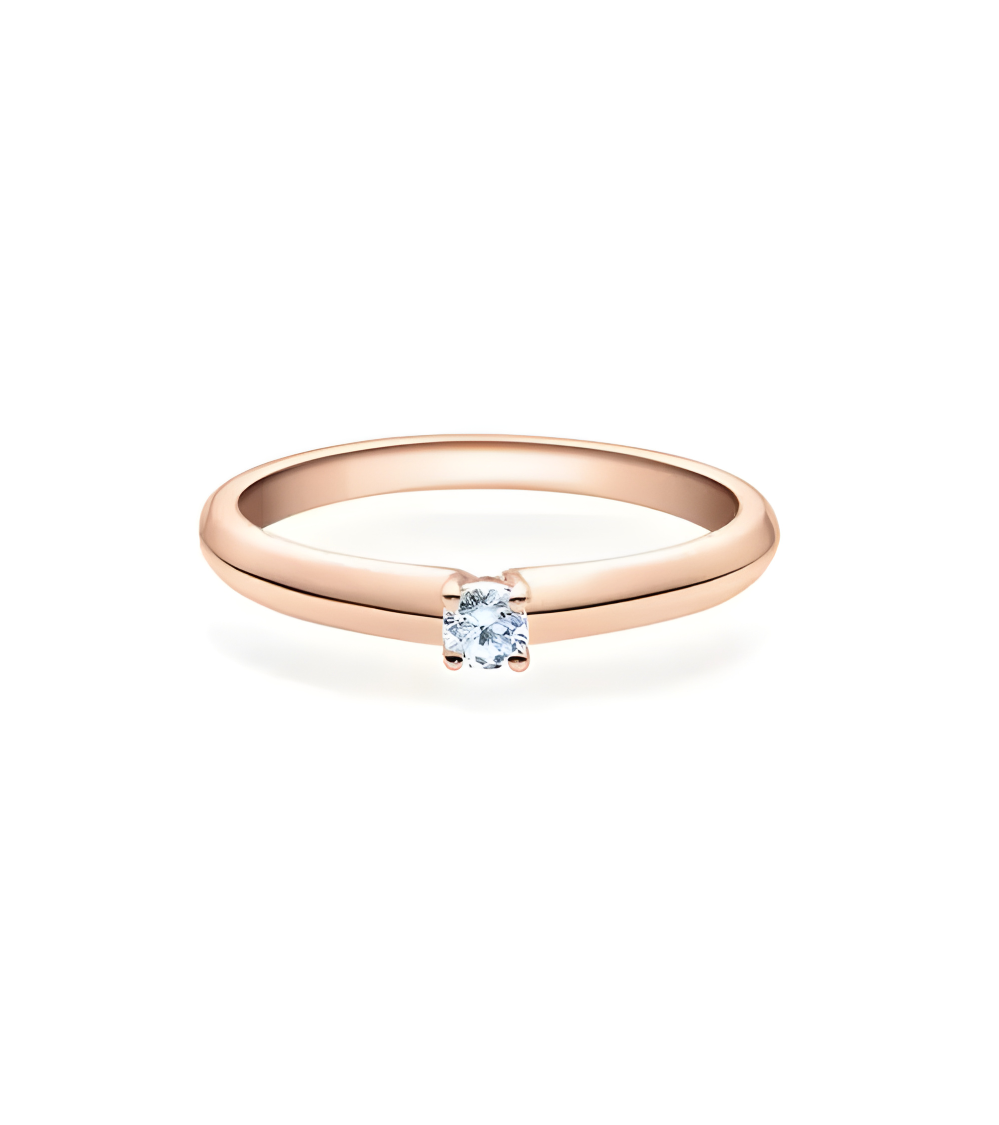 Anillo solitario minimalista en oro rosa | Staring