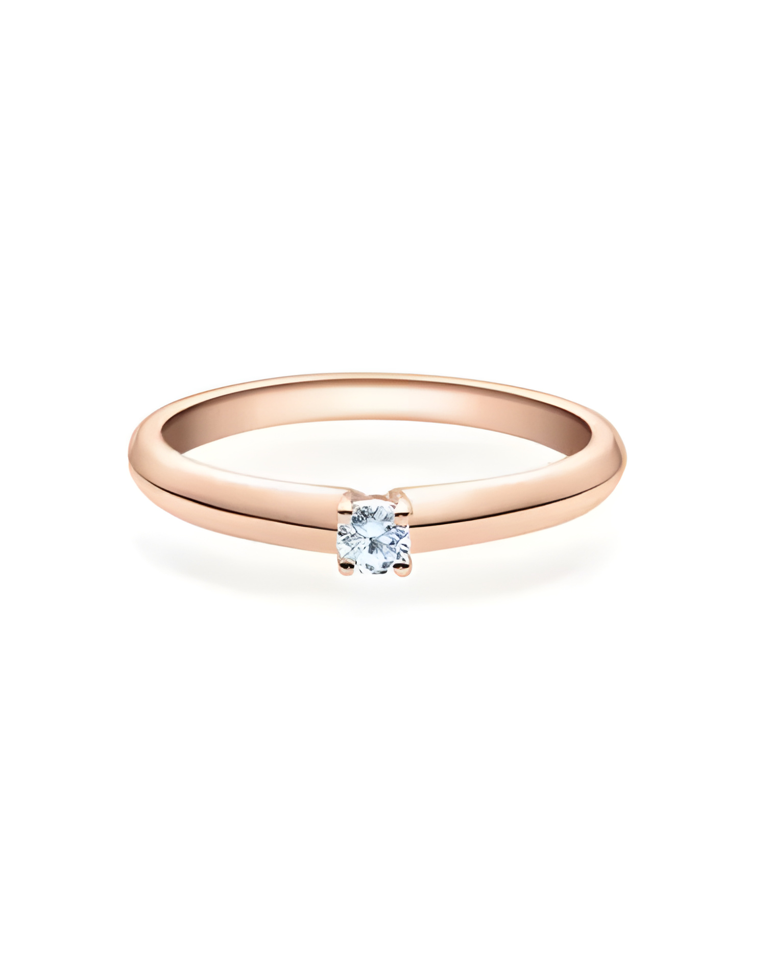 Anillo solitario minimalista en oro rosa | Staring