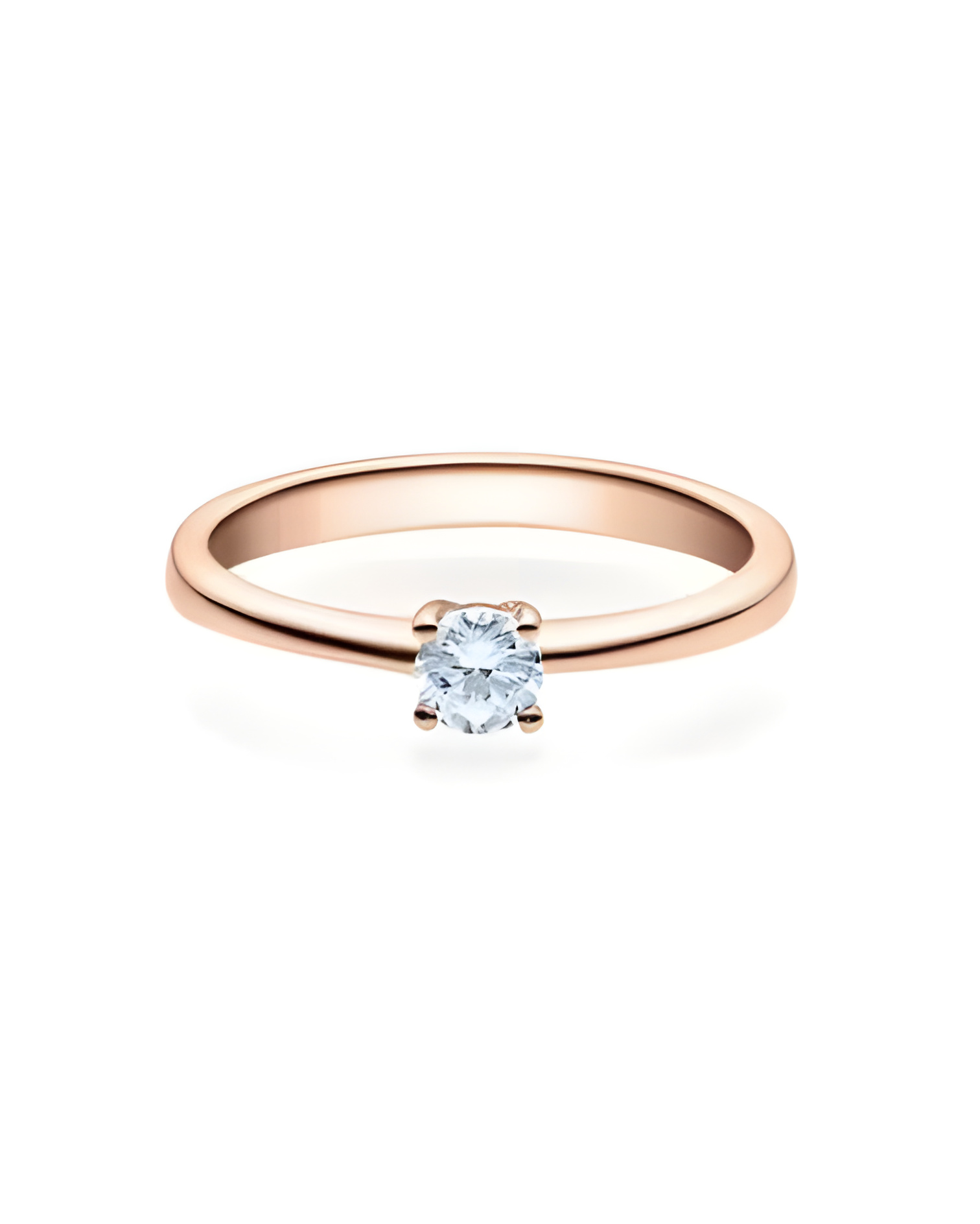 Anillo solitario minimalista en oro rosa | Staring
