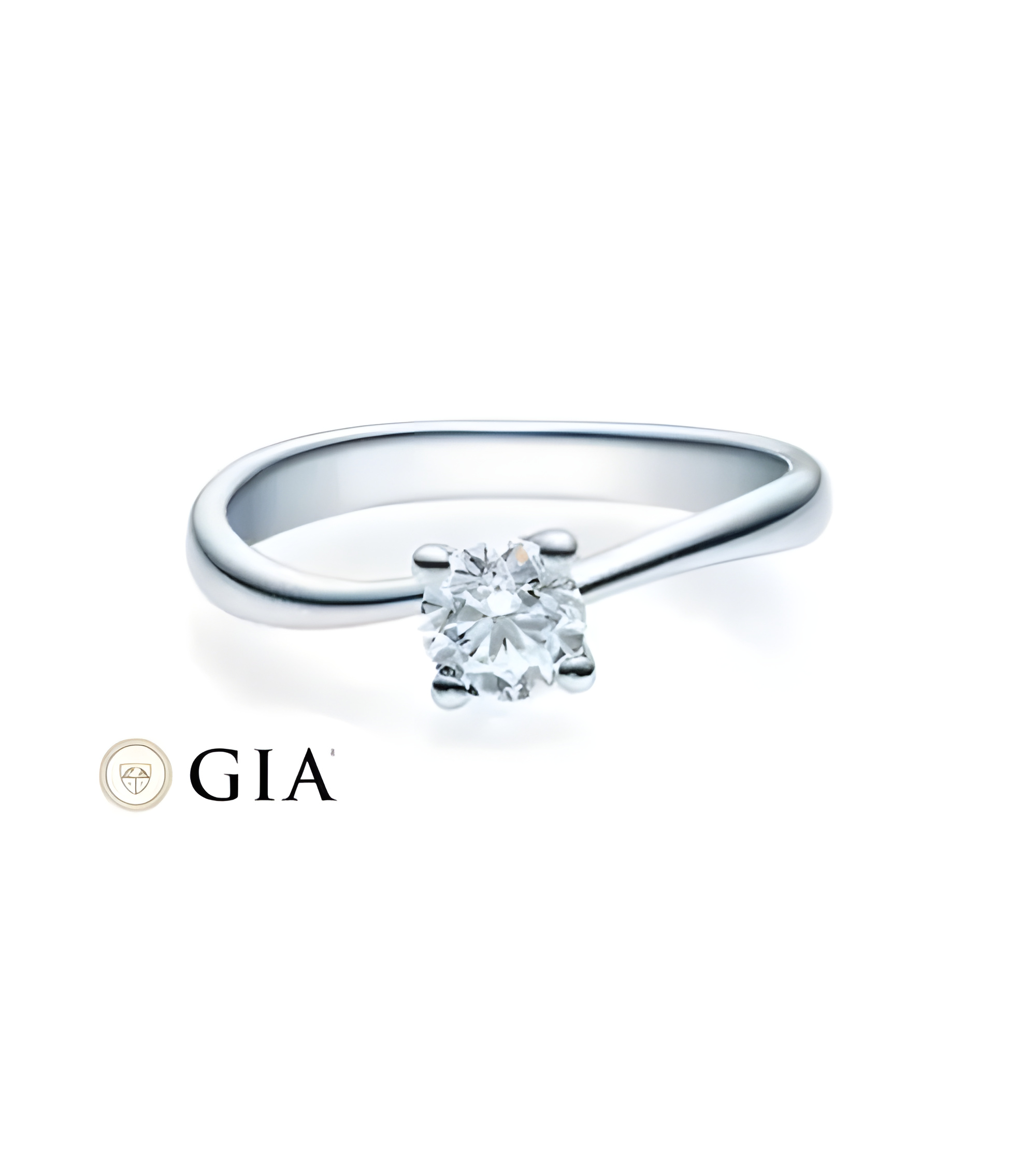 Original anillo de compromiso solitario con diamante artificial