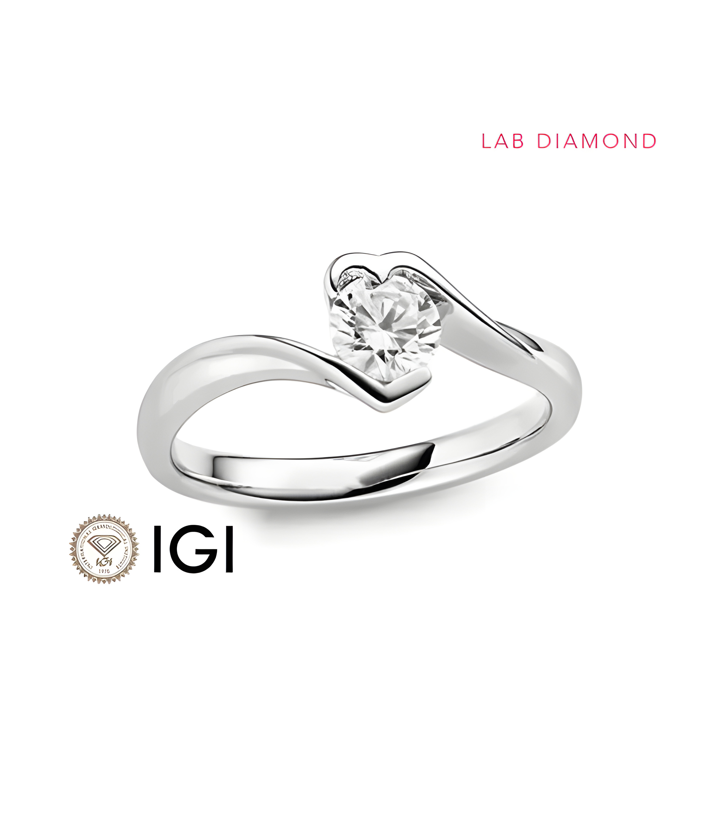 Anillo de compromiso original con diamante corazón de laboratorio | Staring