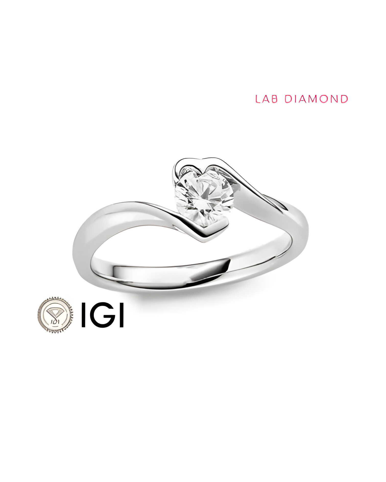 Anillo de compromiso original con diamante corazón de laboratorio | Staring