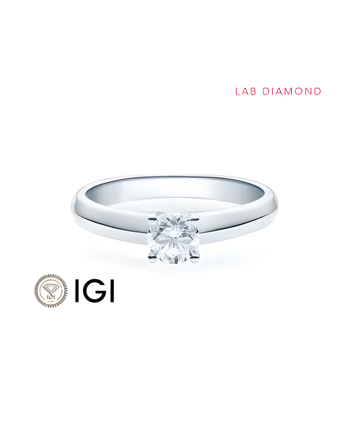 Clásico anillo de compromiso con diamante artificial de origen ético