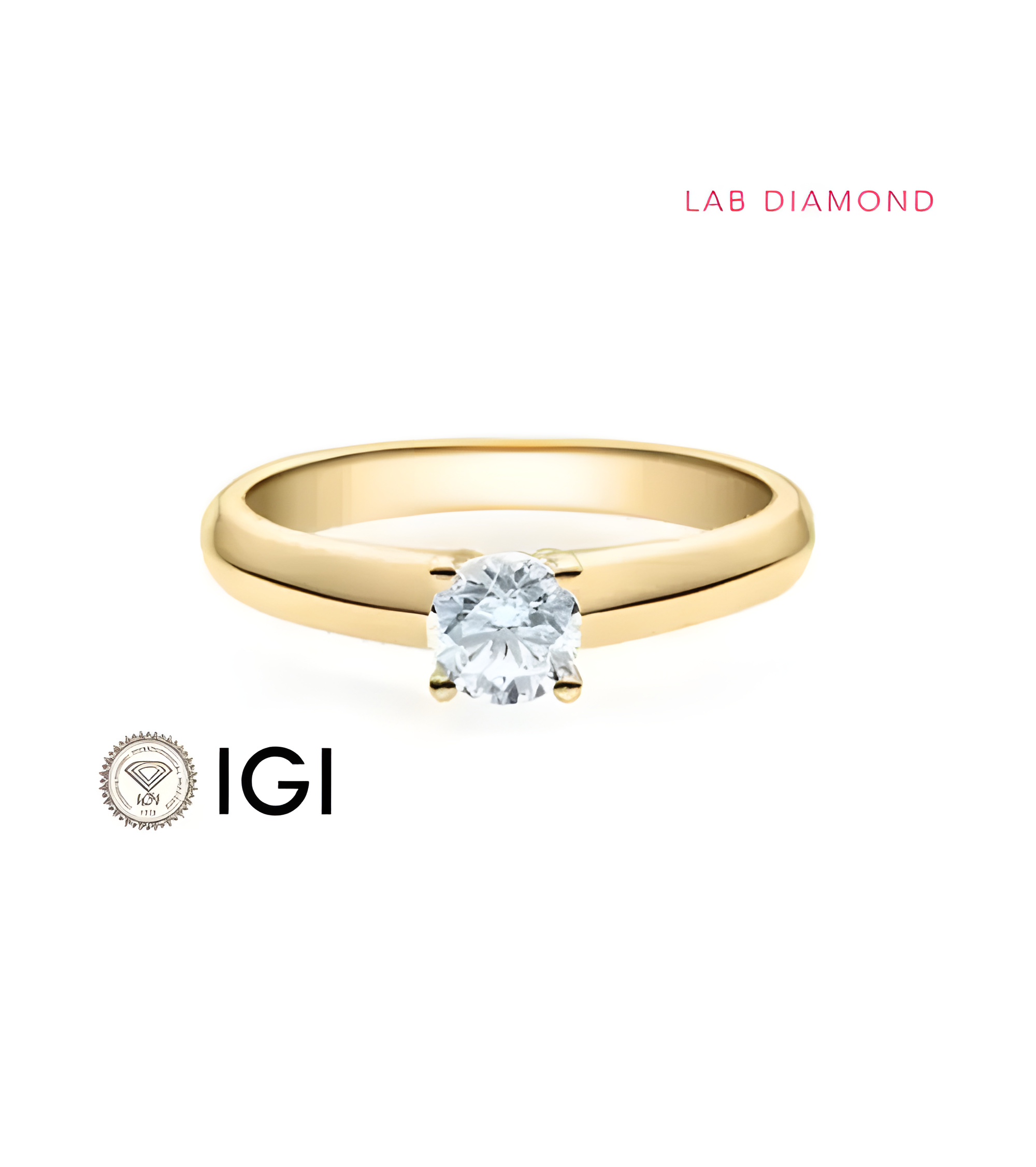 Clásico anillo de compromiso con diamante artificial de origen ético