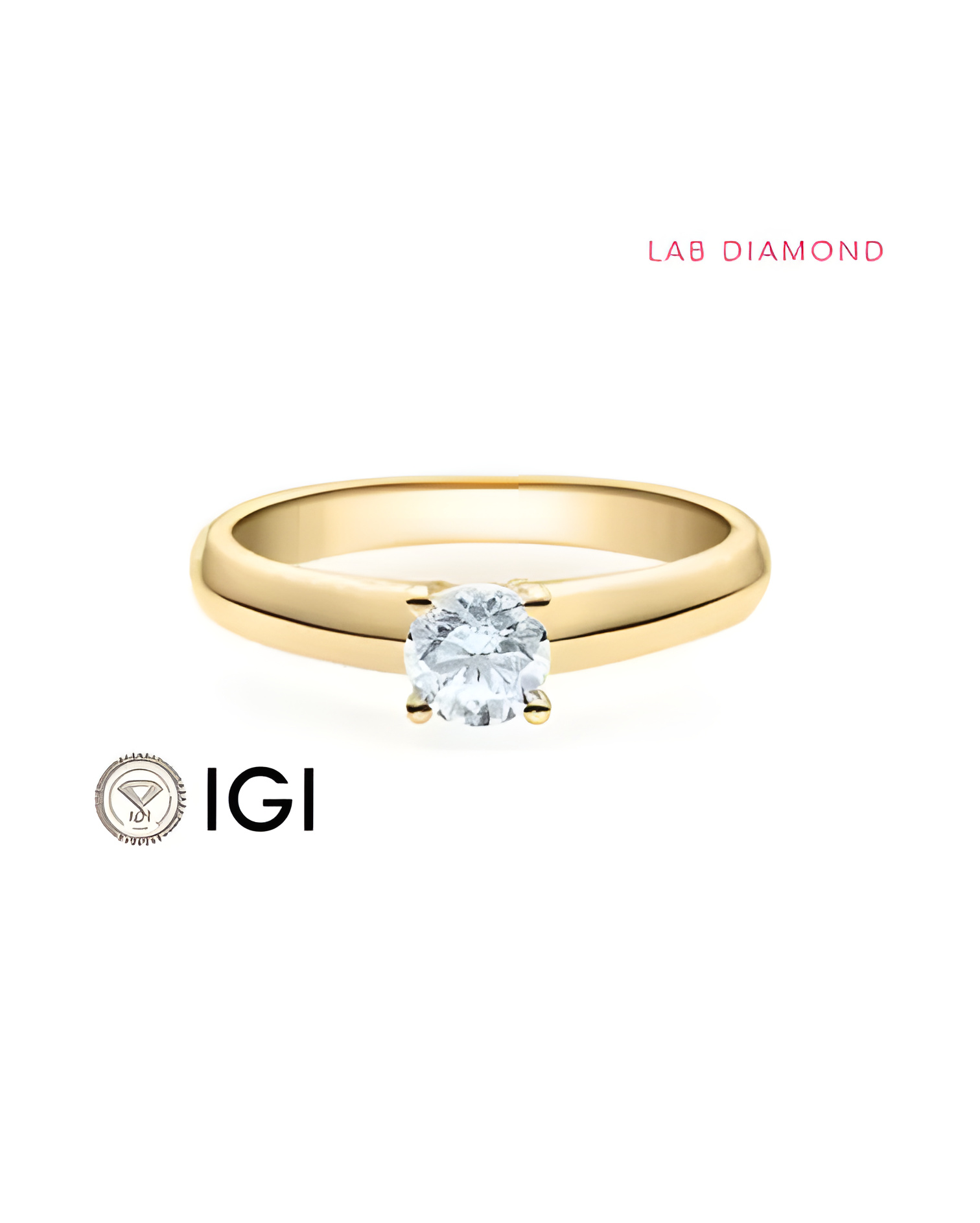 Clásico anillo de compromiso con diamante artificial de origen responsable