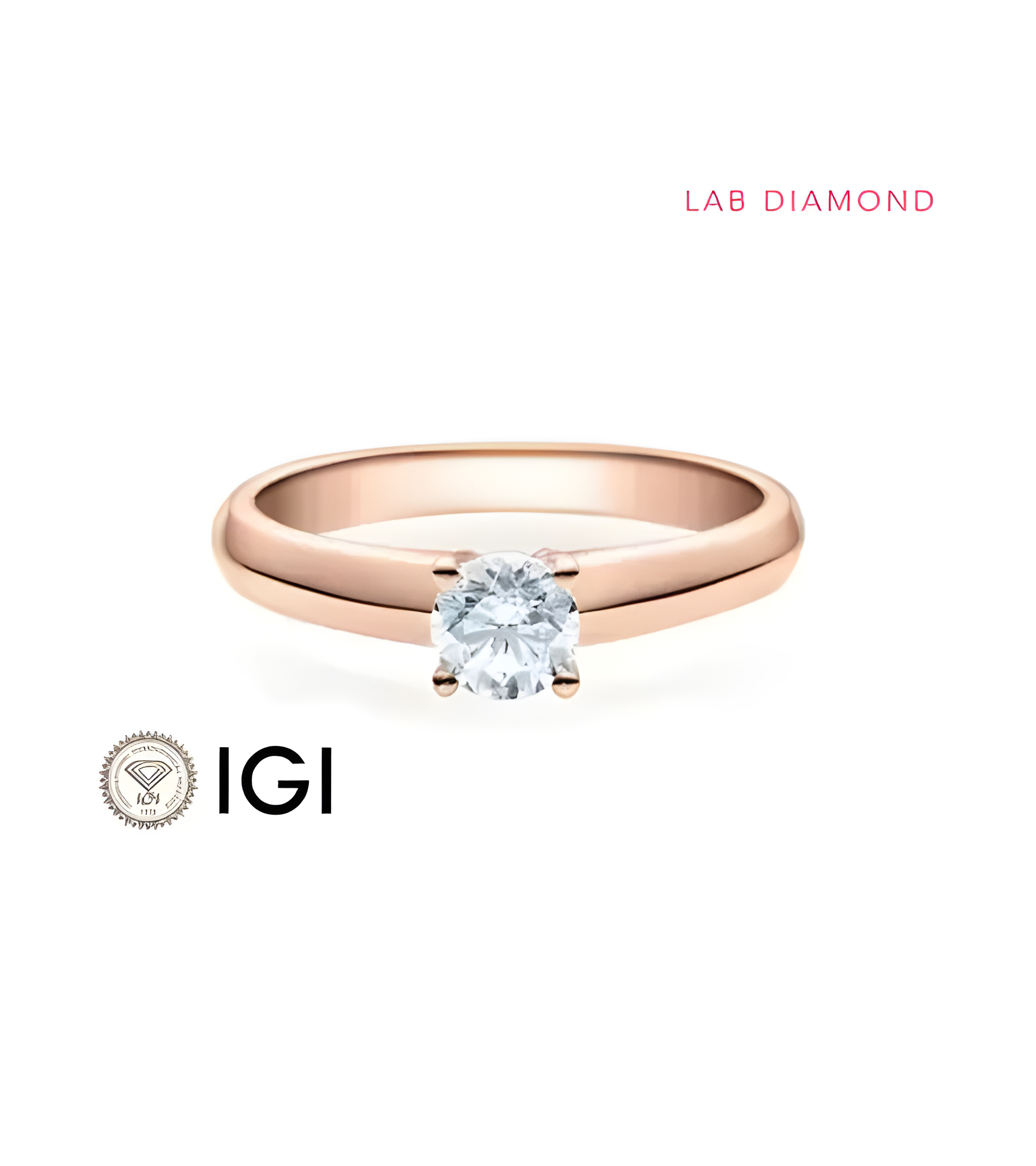 Clásico anillo de compromiso con diamante artificial de origen ético