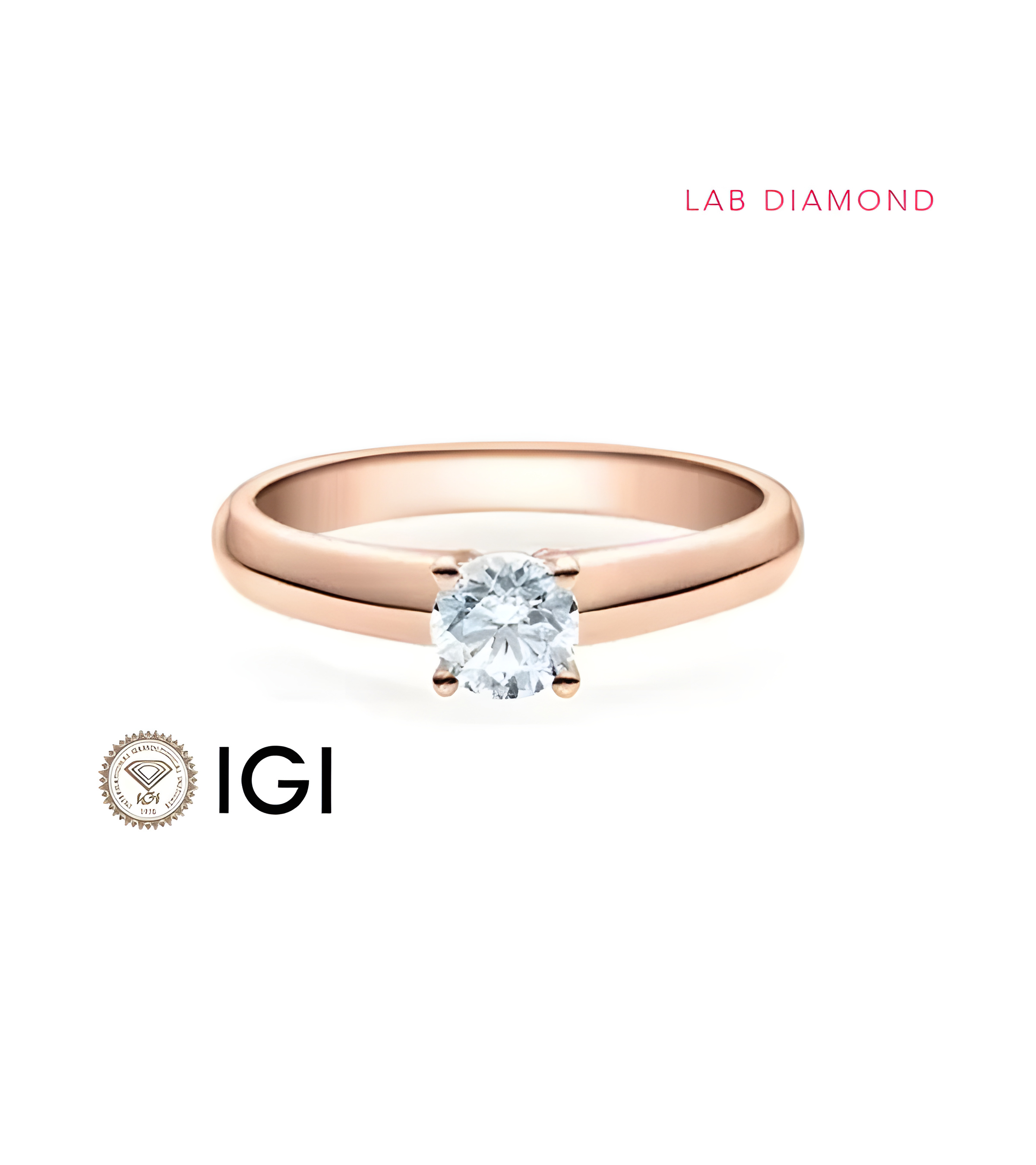 Clásico anillo de compromiso con diamante artificial de origen responsable