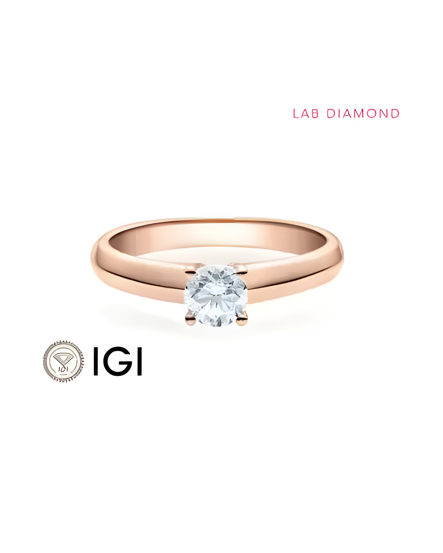 Clásico anillo de compromiso con diamante artificial de origen responsable