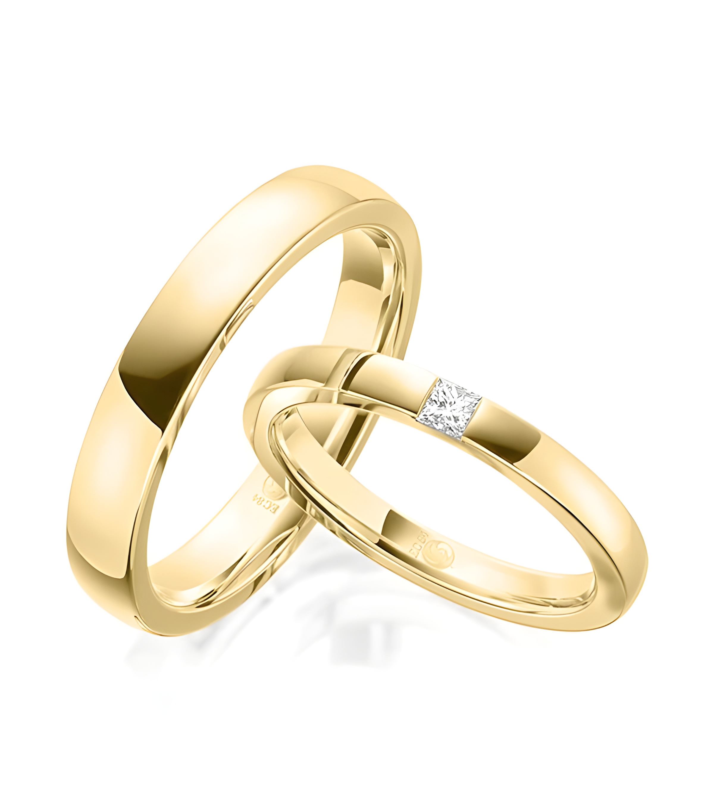 Alianzas de matrimonio económicas de oro amarillo de 8k | Staring