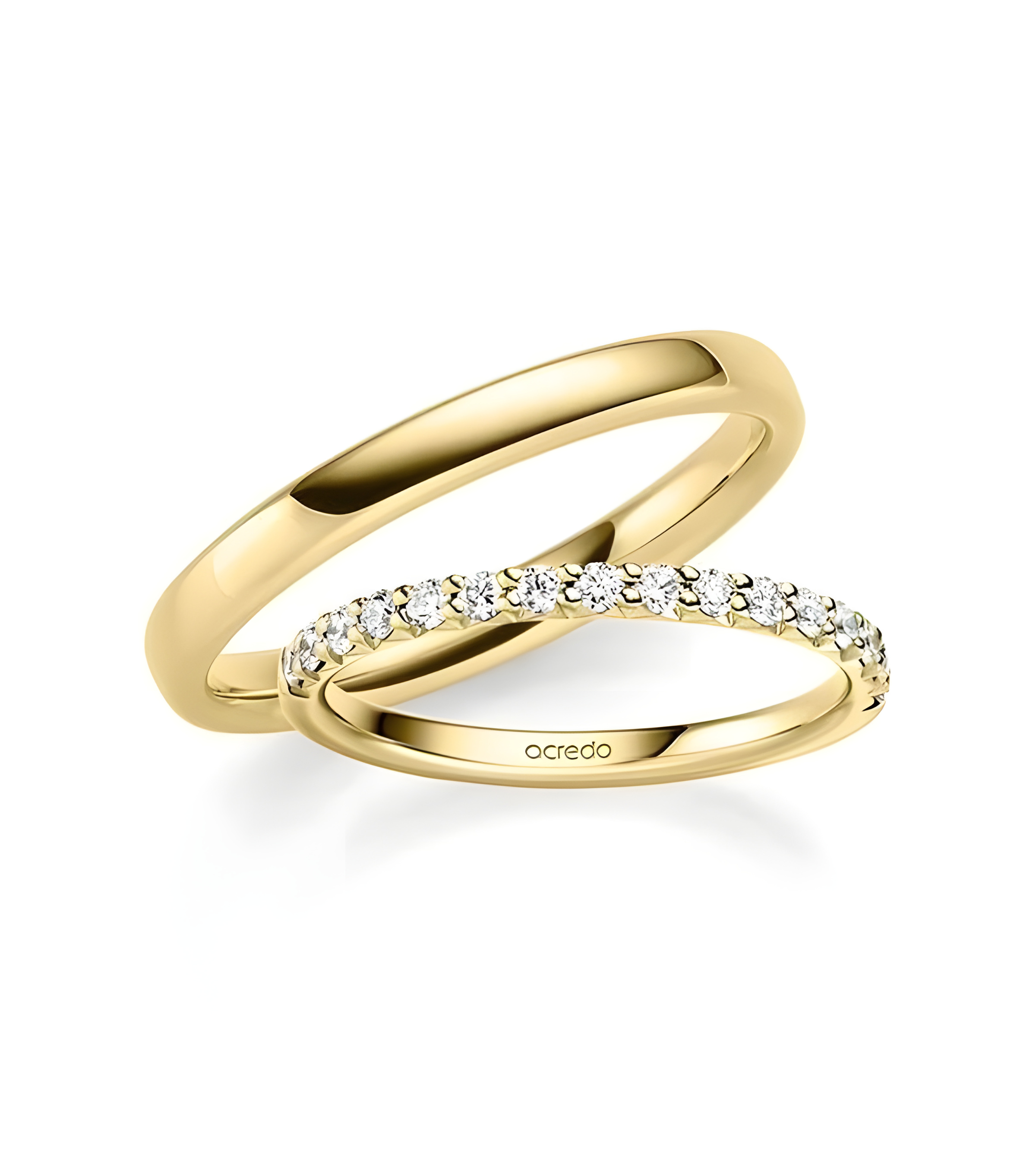 Alianzas en oro amarillo con media corona de diamantes | Staring