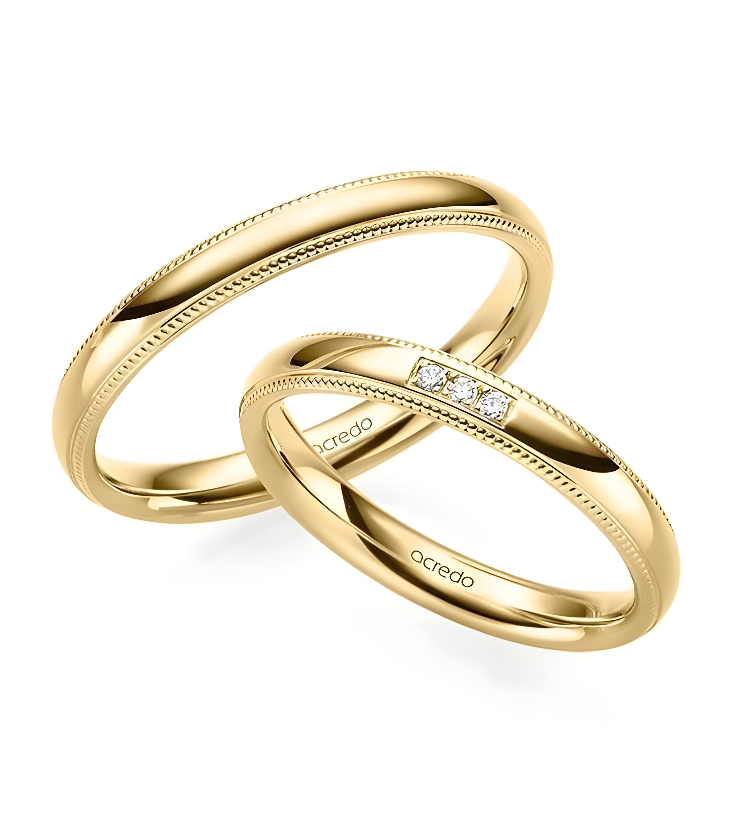 Alianzas de boda económicas en oro amarillo personalizables al 100%