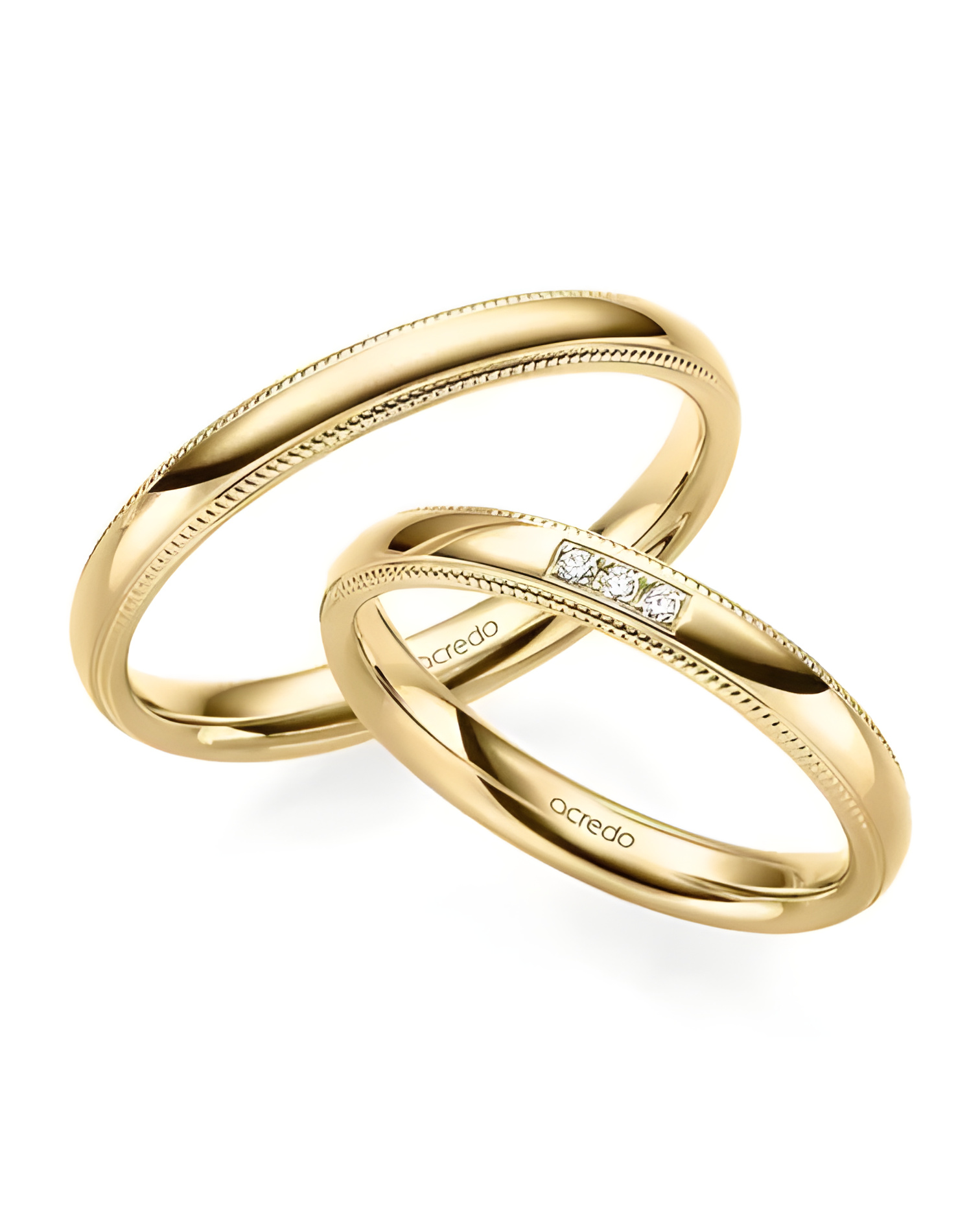 Alianzas de boda económicas en oro amarillo personalizables al 100%