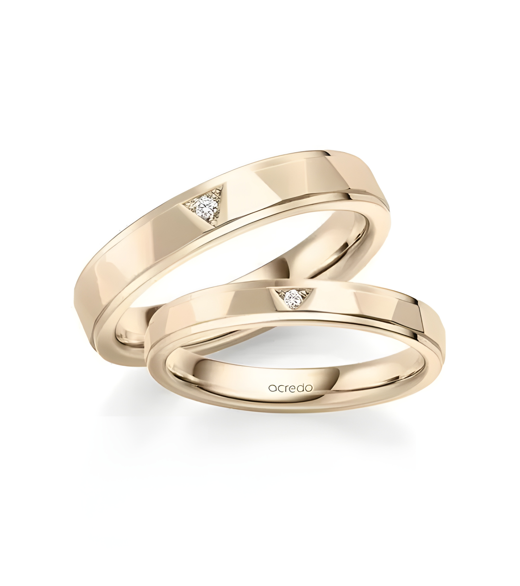 Anillos de boda de oro rosa con diamantes naturales talla princesa