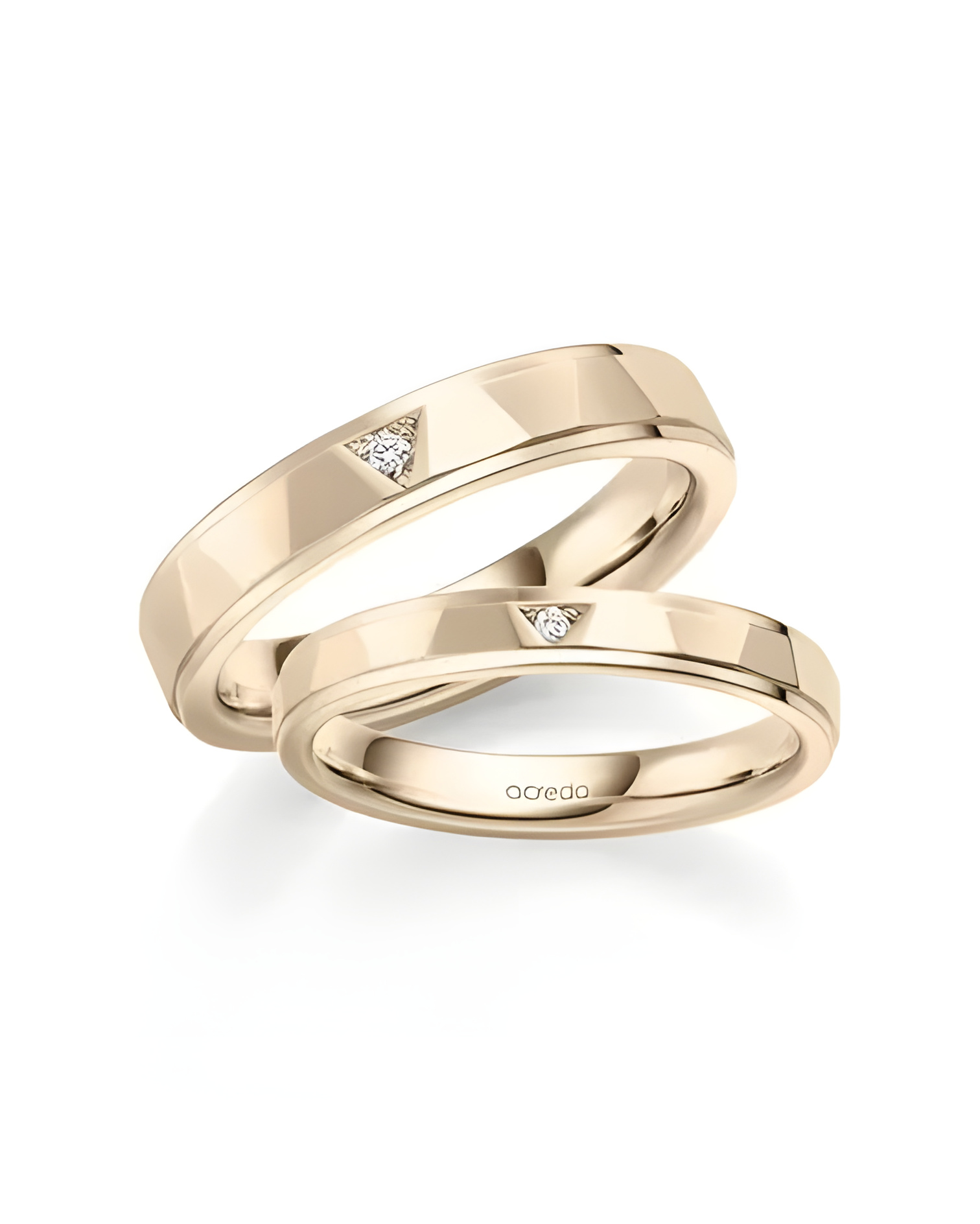 Anillos de boda de oro rosa con diamantes naturales talla princesa