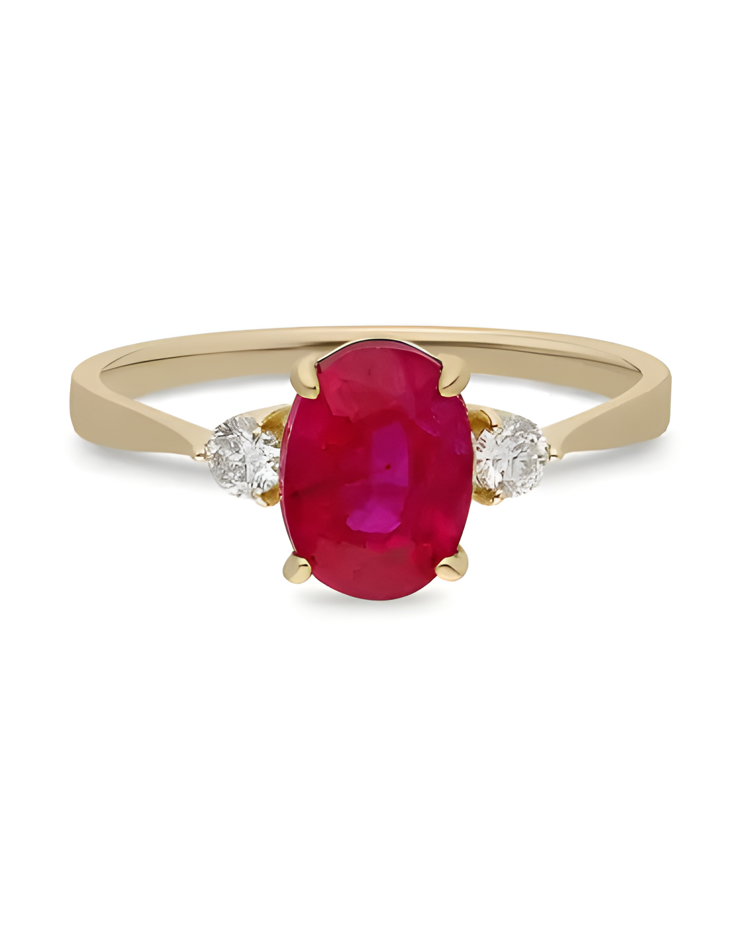 Engagement Gold Rings with Rubies and Diamonds | Staring