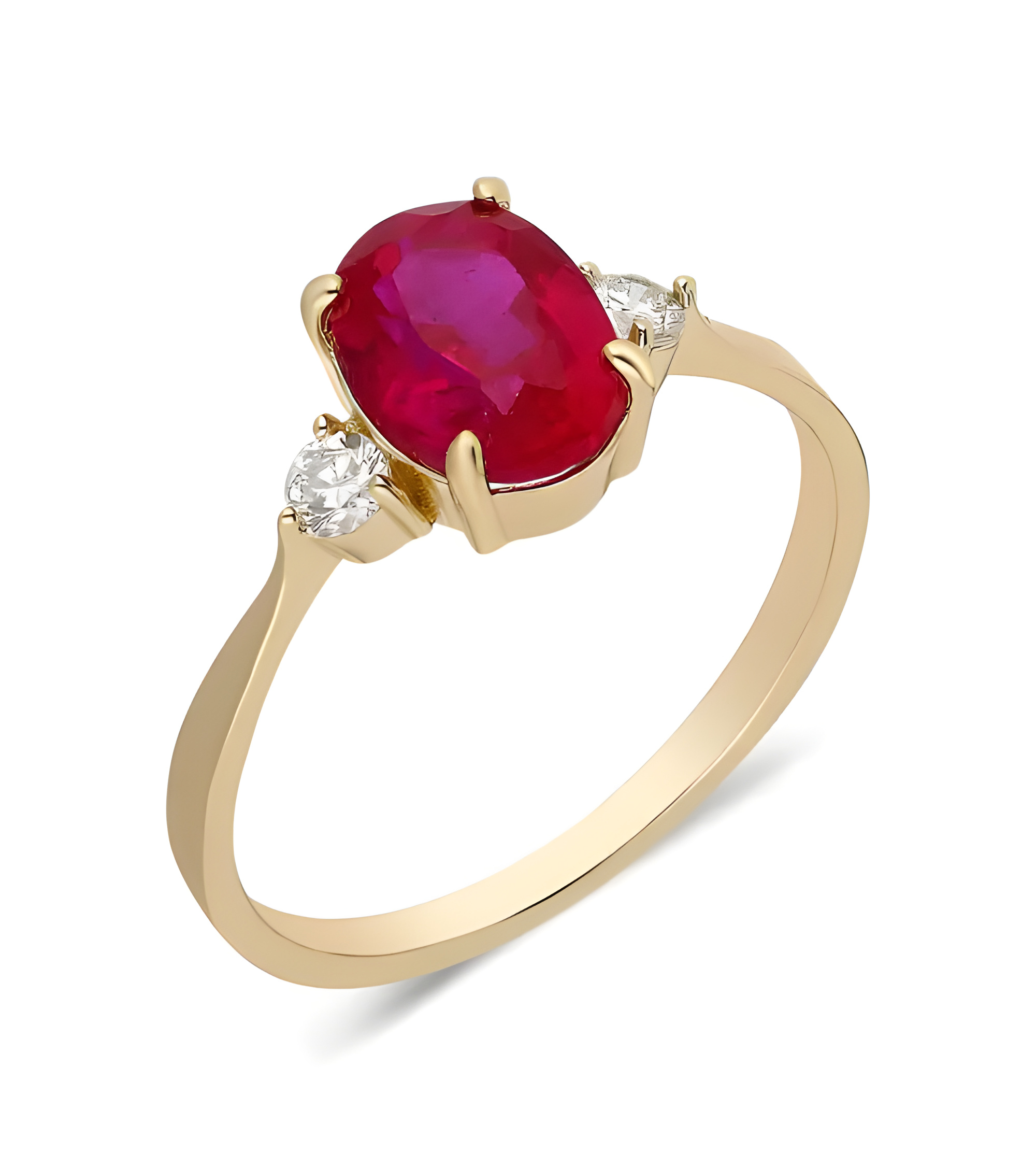 Engagement Gold Rings with Rubies and Diamonds | Staring