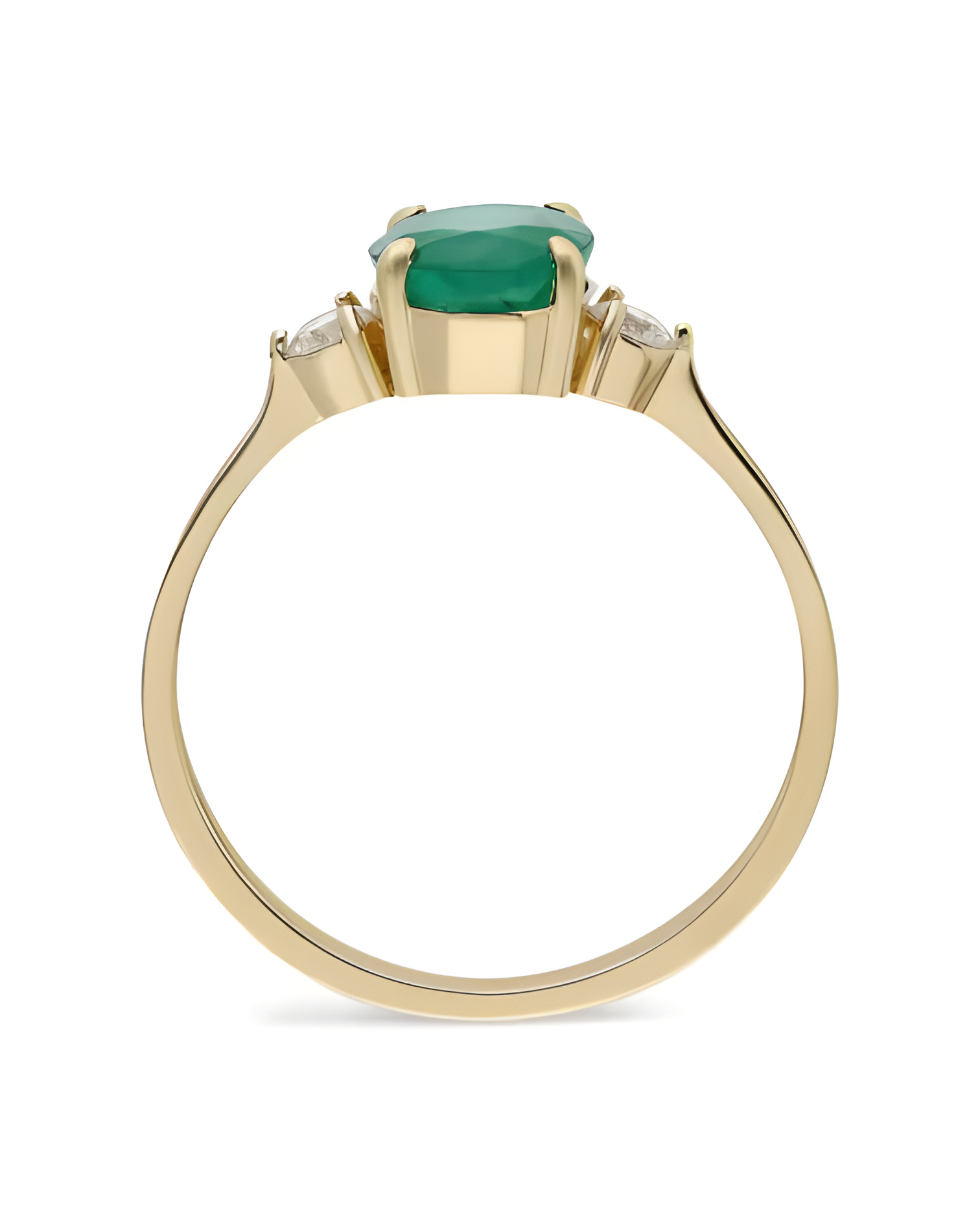 Anillos de compromiso de oro con esmeraldas y diamantes | Staring