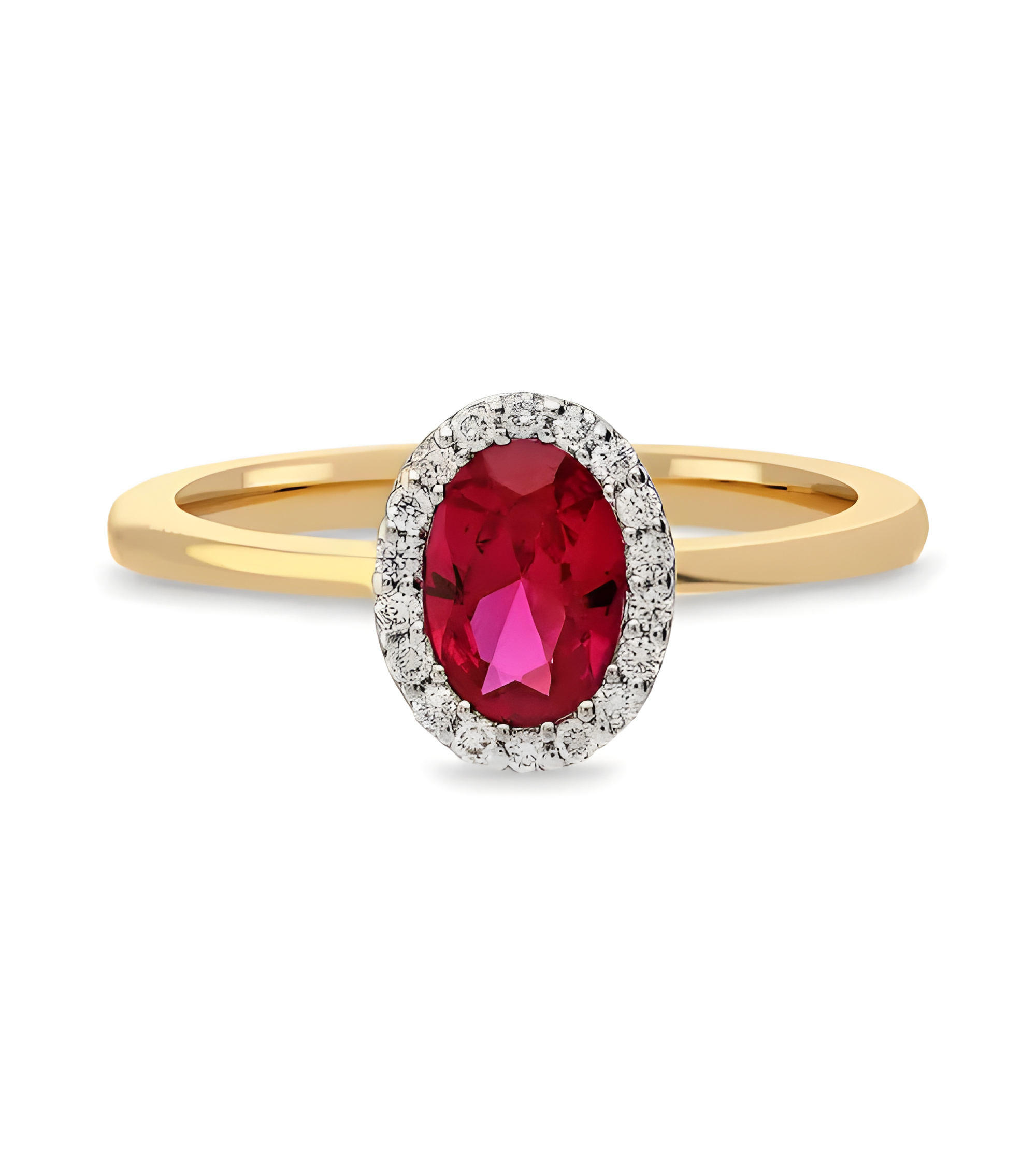 Engagement Gold Rings with Rubies and Diamonds | Staring