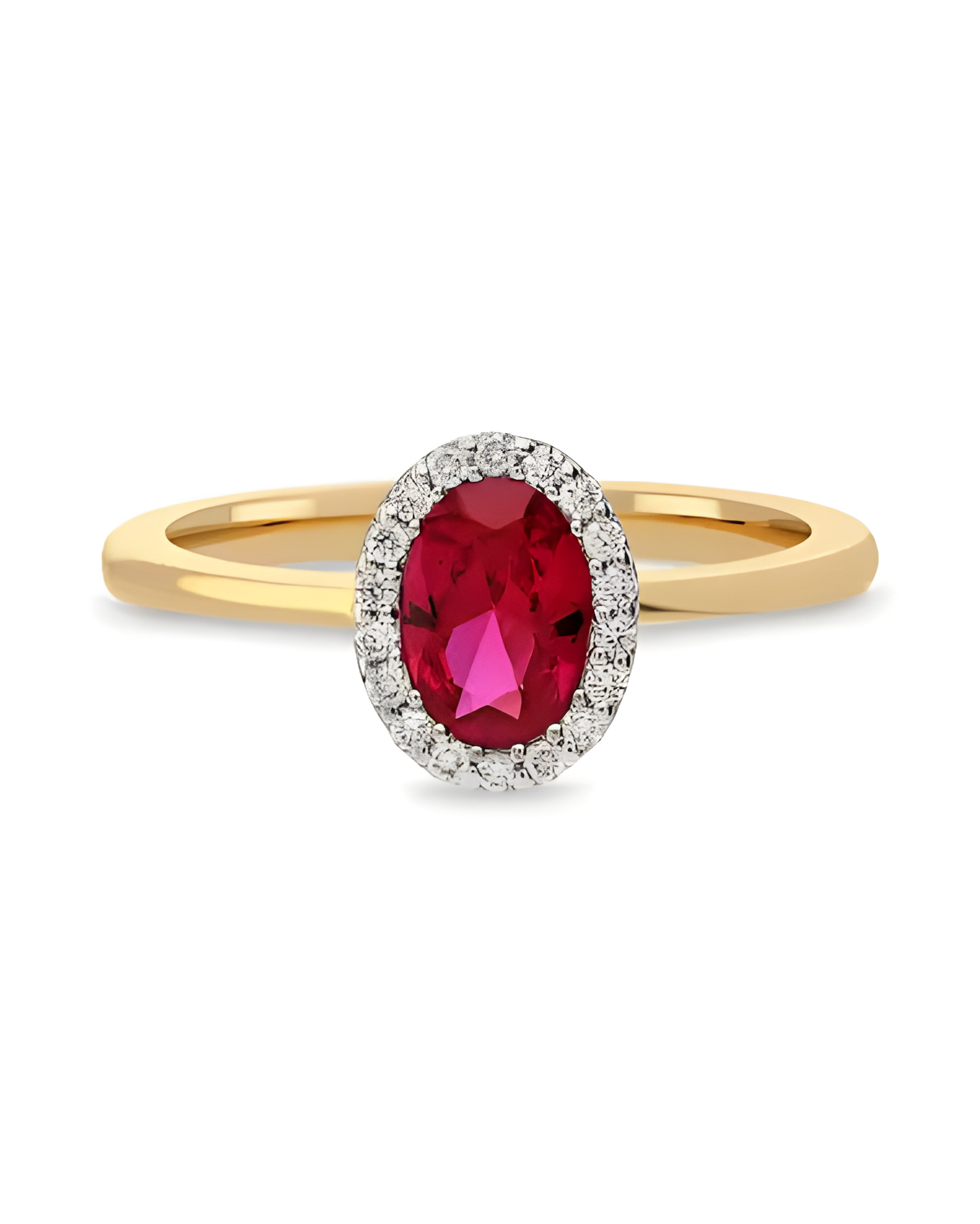Engagement Gold Rings with Rubies and Diamonds | Staring