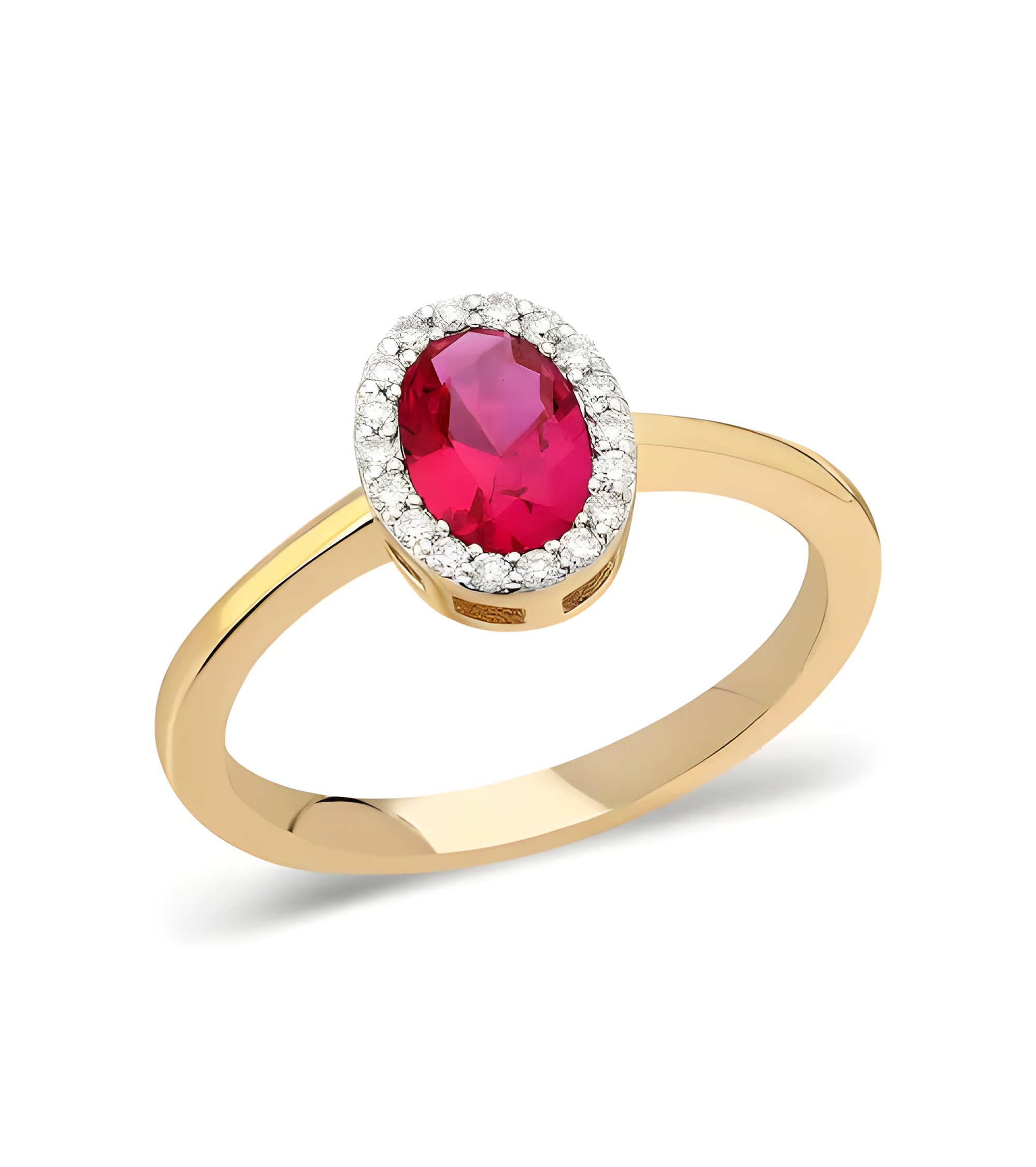 Engagement Gold Rings with Rubies and Diamonds | Staring