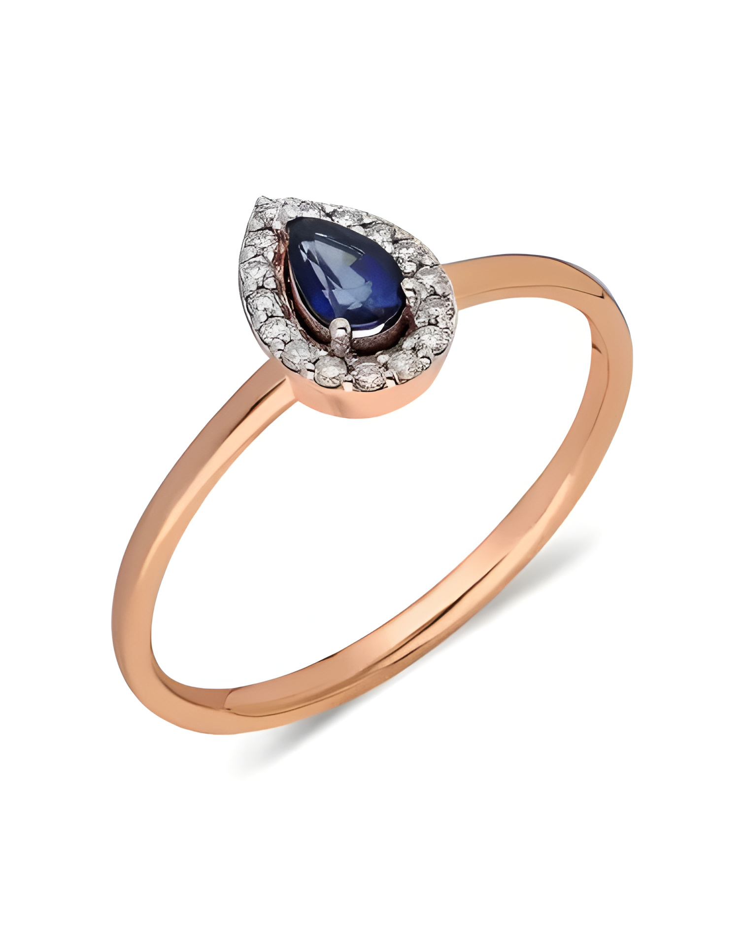 Sortija de oro con un zafiro y diamantes alrededor | Staring