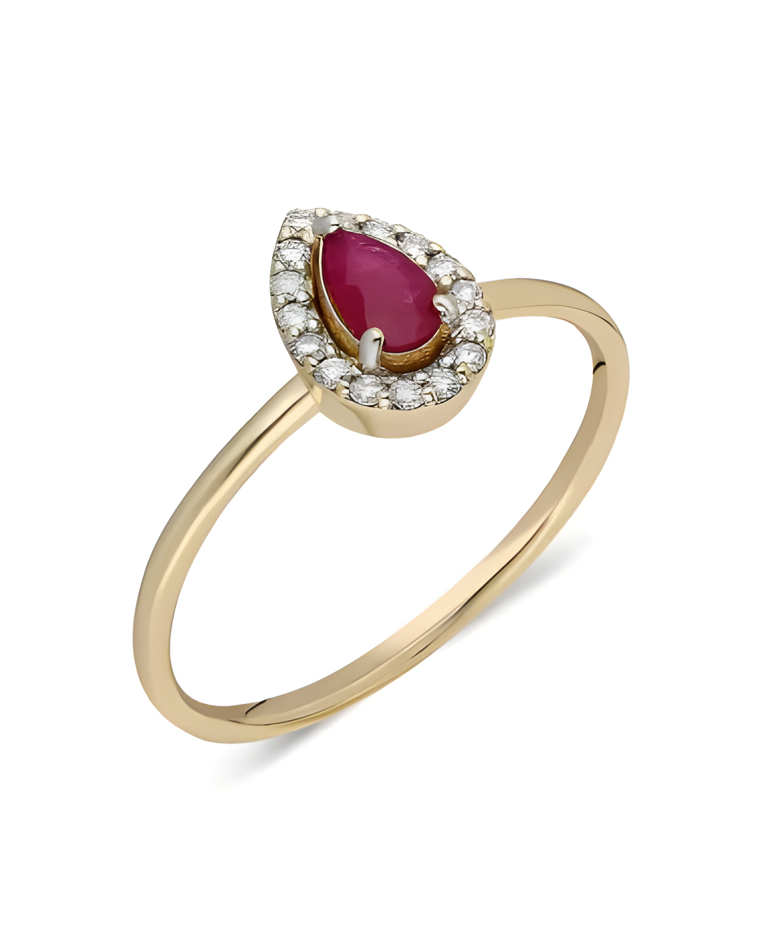 Sortija de oro con un rubí y diamantes alrededor | Staring