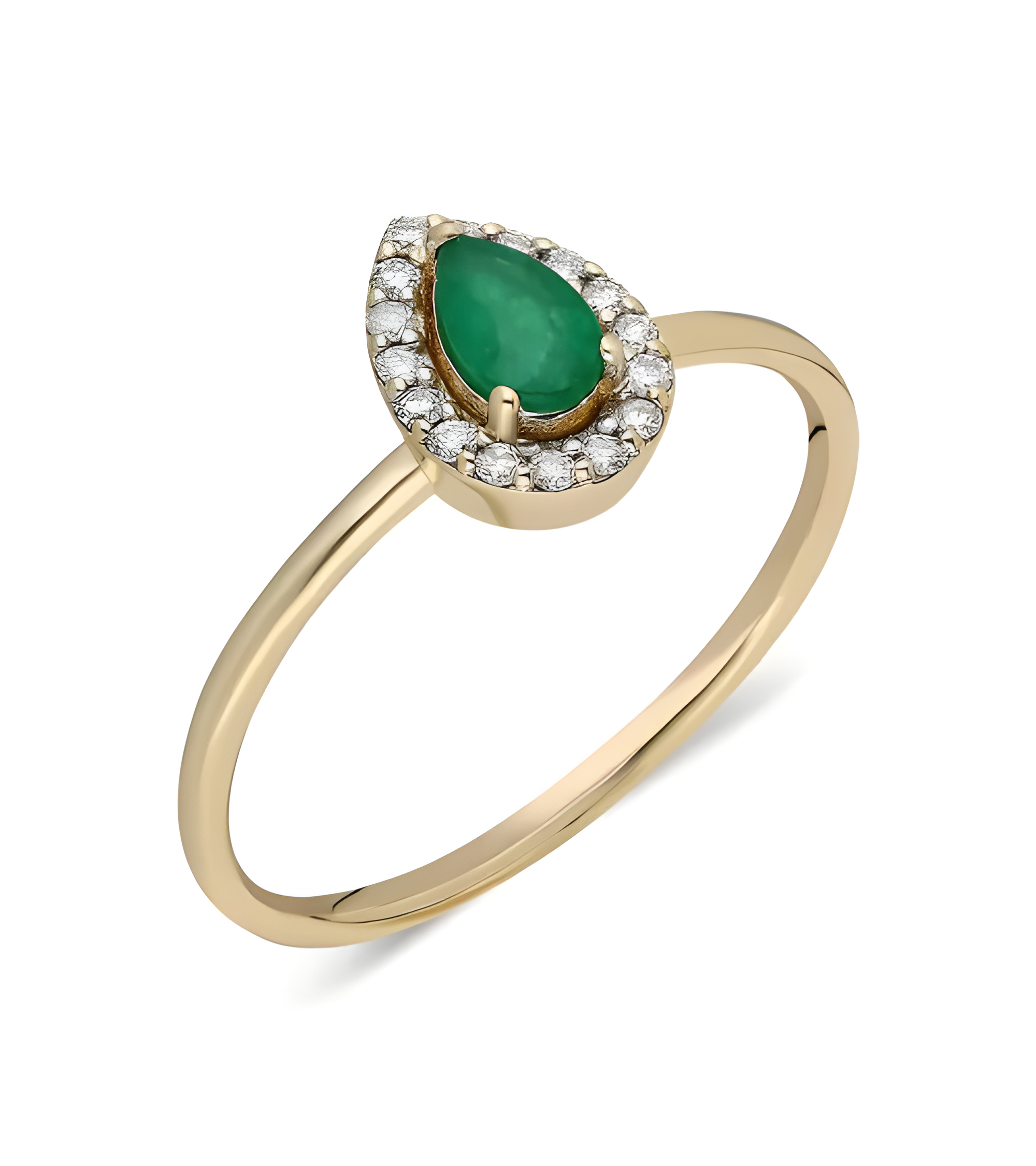 Sortija de oro con una esmeralda y diamantes alrededor | Staring