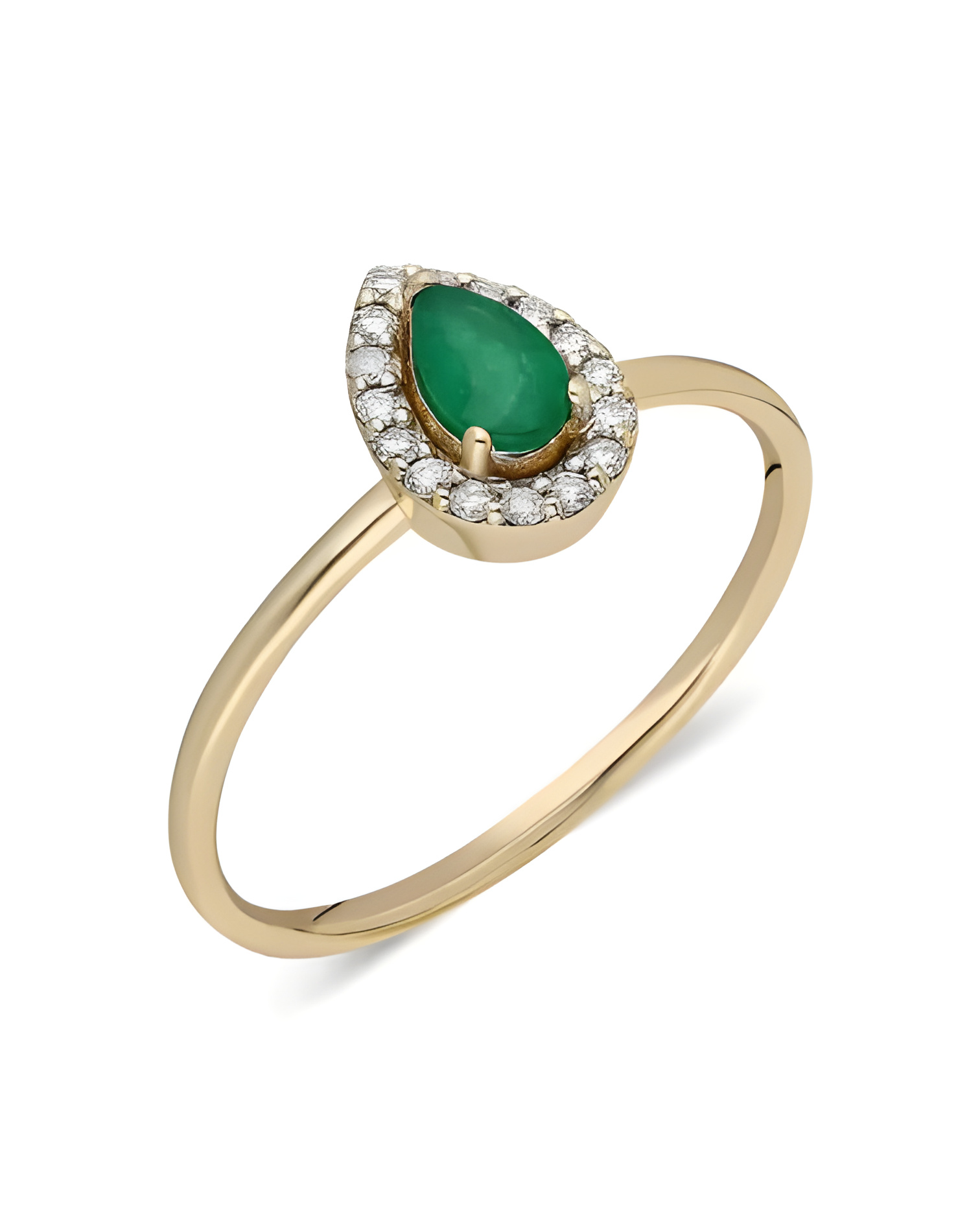 Sortija de oro con una esmeralda y diamantes alrededor | Staring