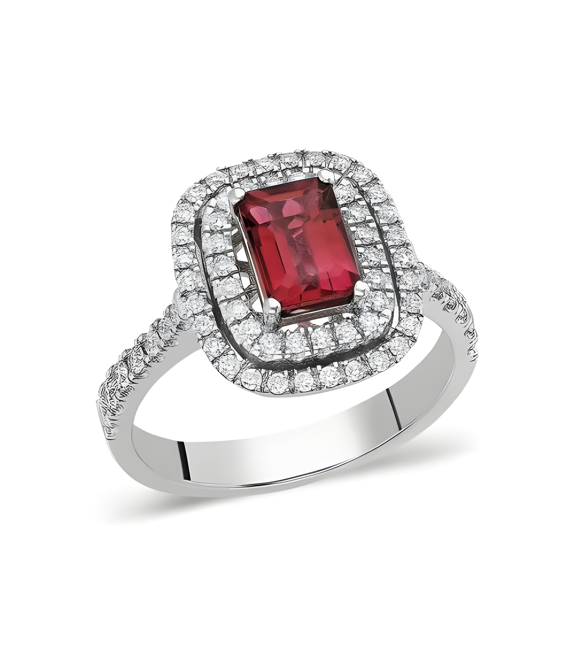 Anillo de compromiso halo con diamantes y zafiro | Staring