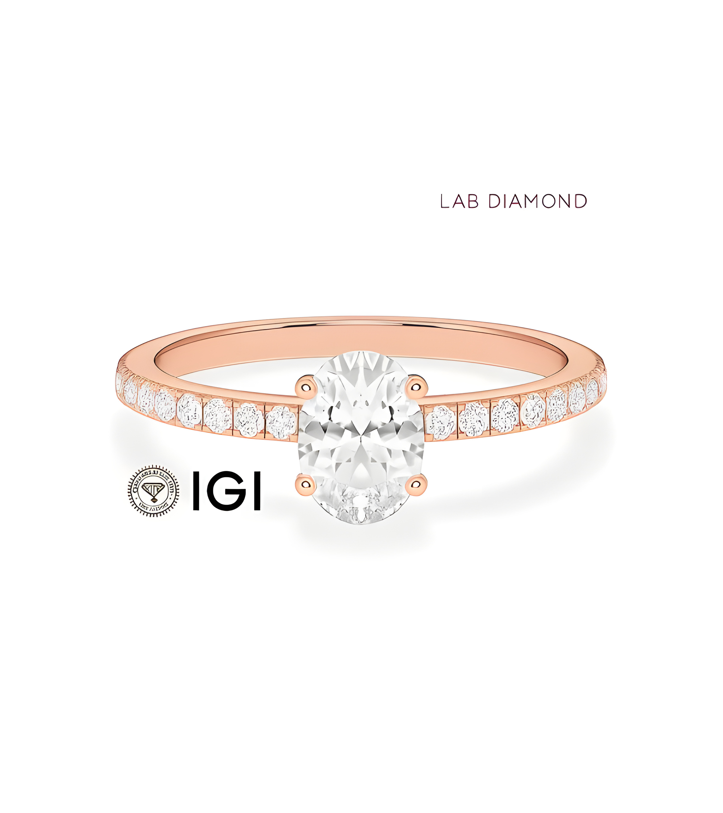 Anillos en oro rosa de compromiso con oval lab diamond | Staring