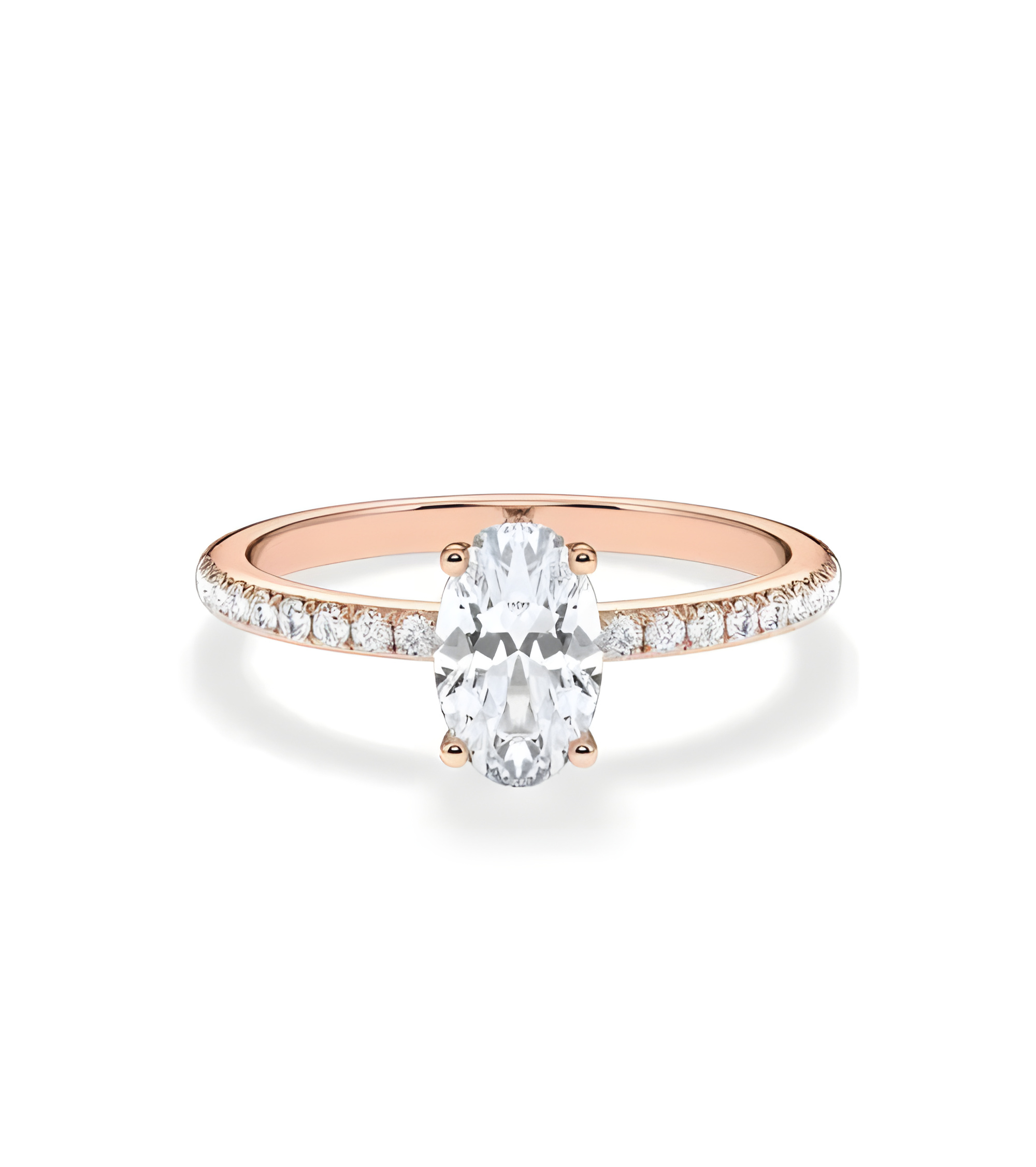 Anillos en oro rosa de compromiso con oval lab diamond | Staring